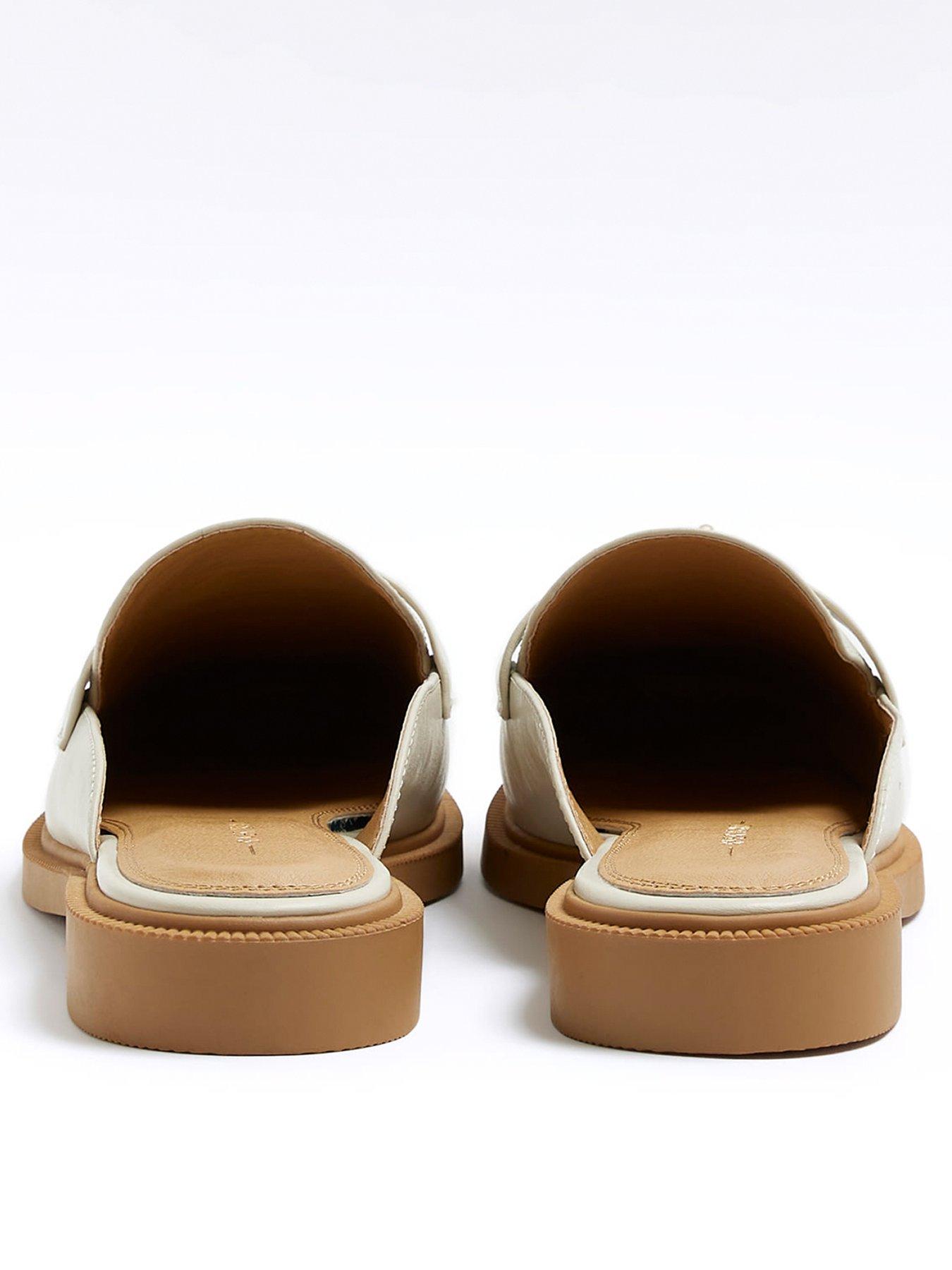 Cream cheap backless loafers