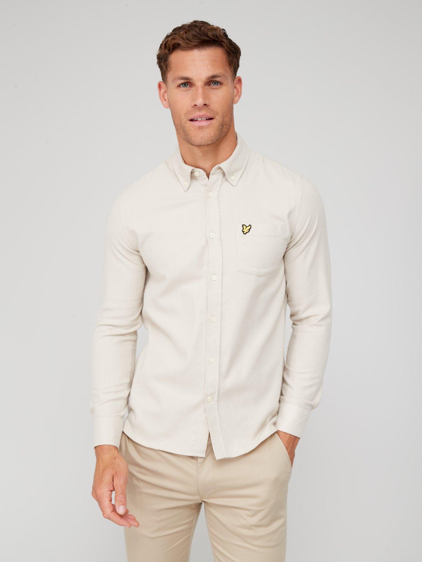 lyle-scott-lyle-amp-scott-plain-flannel-shirt-cream