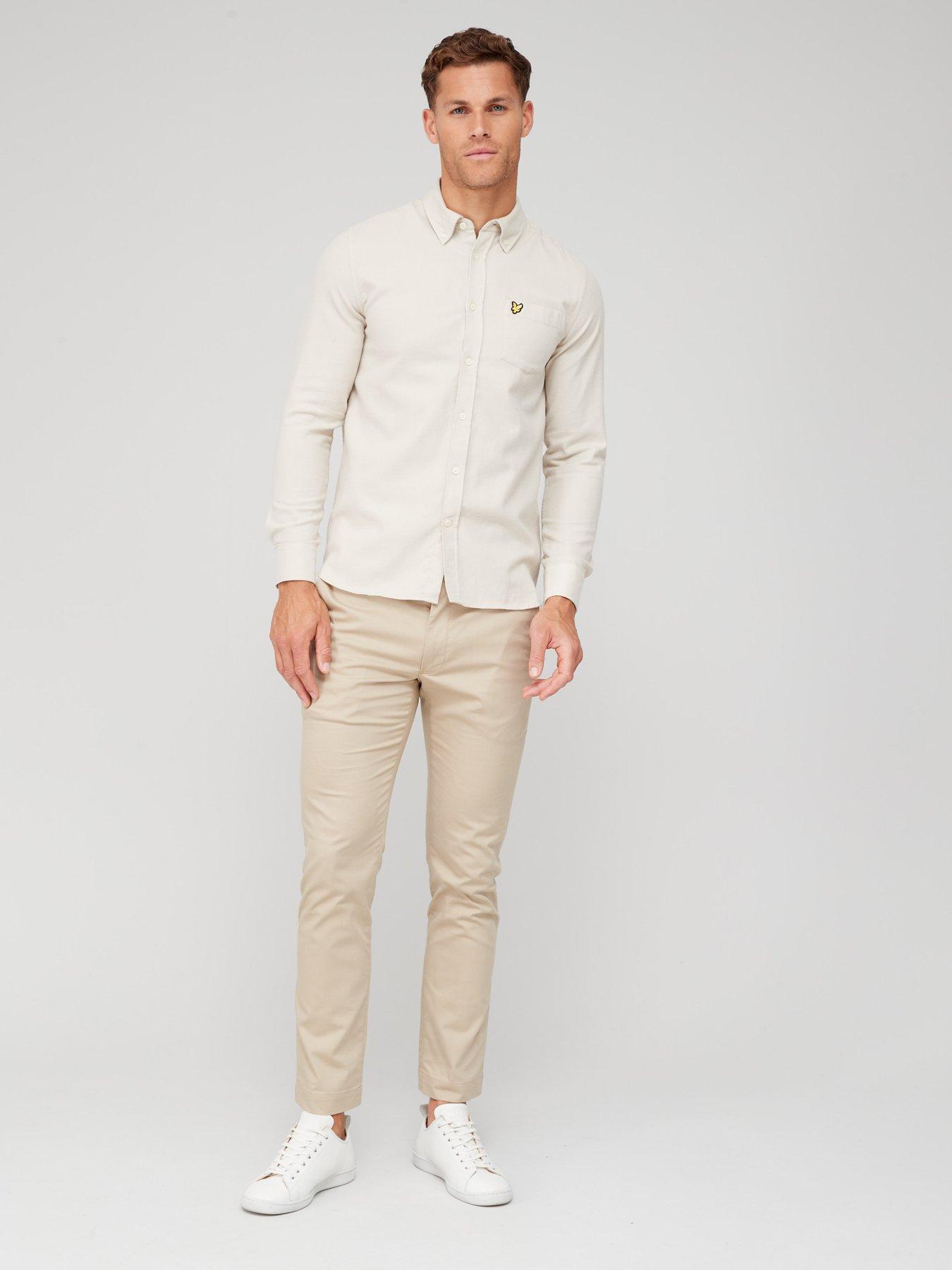 lyle-scott-lyle-amp-scott-plain-flannel-shirt-creamback