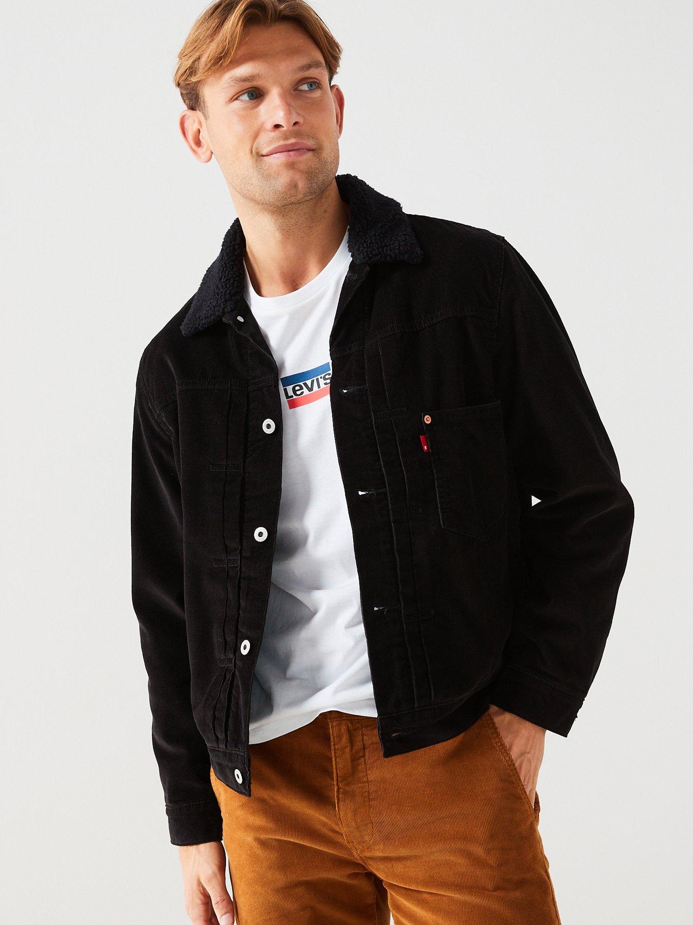 Levis mens black corduroy sherpa trucker jacket online