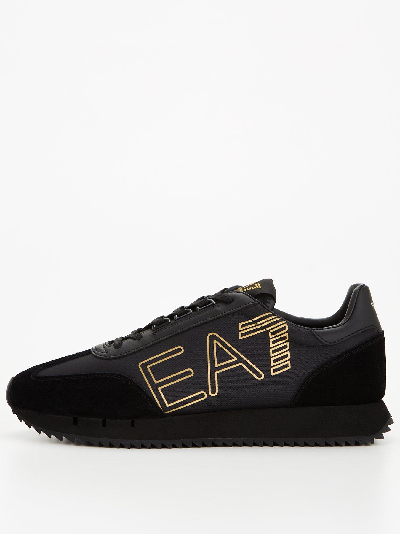 Image 1 of 6 of EA7 Emporio Armani Black &amp; White Vintage Trainers - Black/Gold