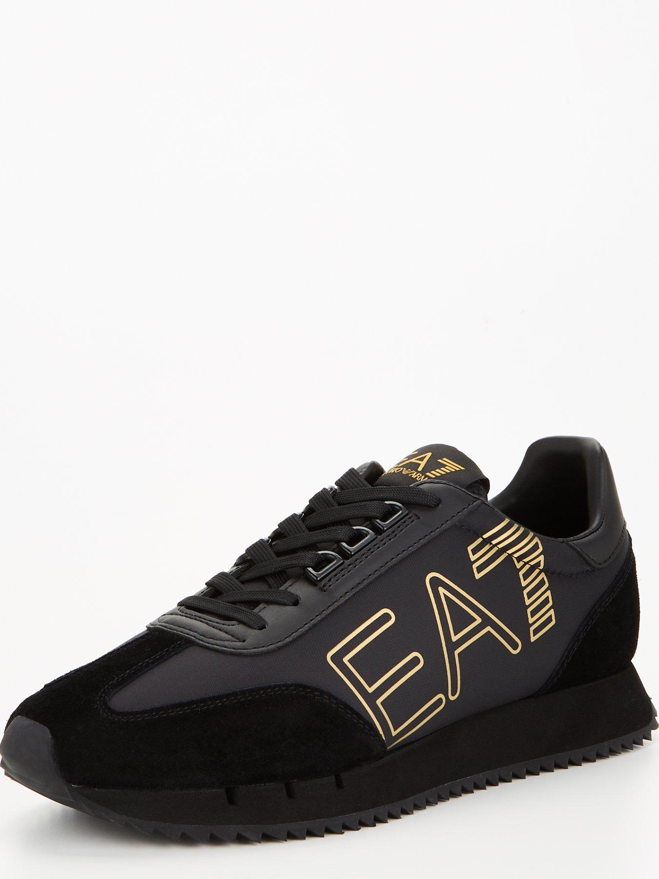 Image 2 of 6 of EA7 Emporio Armani Black &amp; White Vintage Trainers - Black/Gold