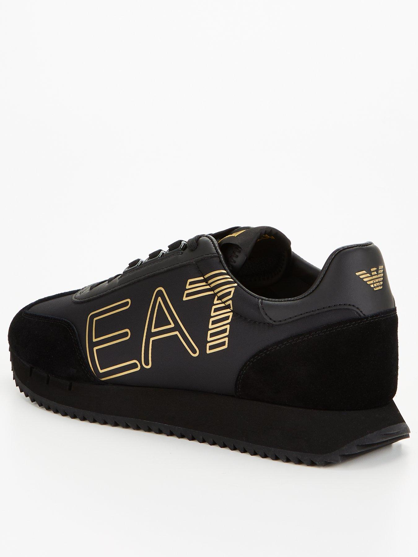 Image 3 of 6 of EA7 Emporio Armani Black &amp; White Vintage Trainers - Black/Gold