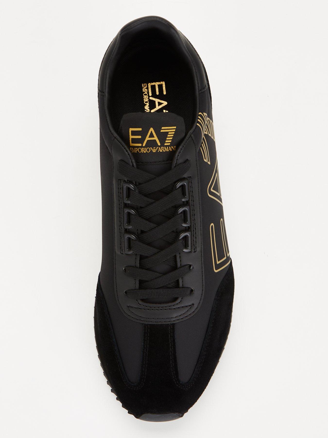 Image 4 of 6 of EA7 Emporio Armani Black &amp; White Vintage Trainers - Black/Gold