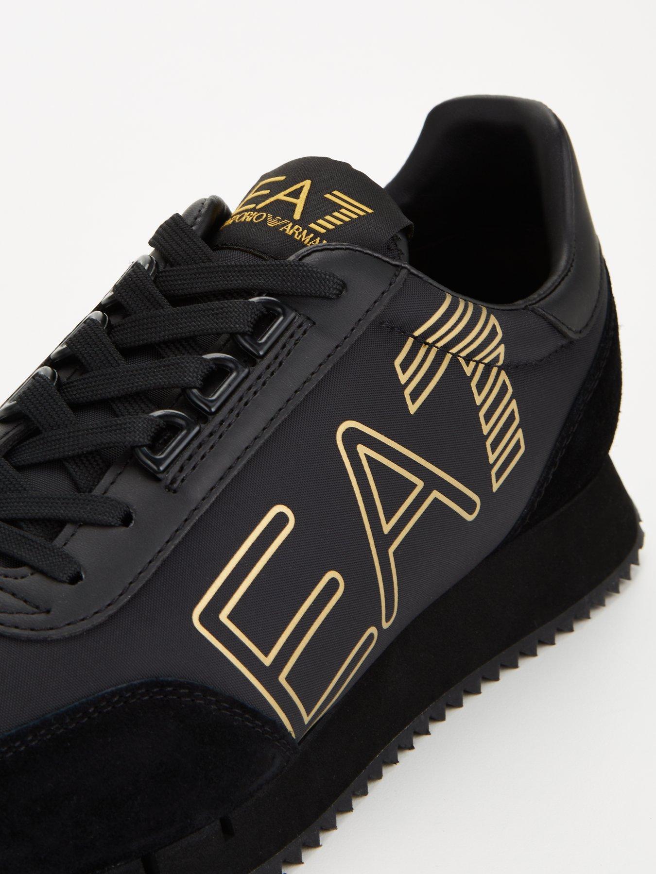 Image 6 of 6 of EA7 Emporio Armani Black &amp; White Vintage Trainers - Black/Gold
