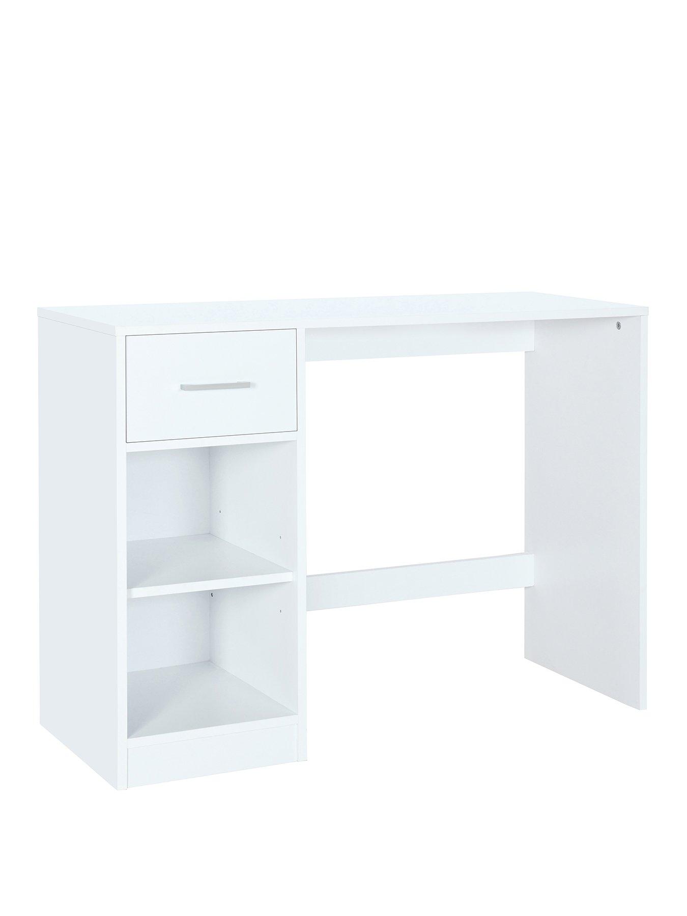 All white deals desk with drawers