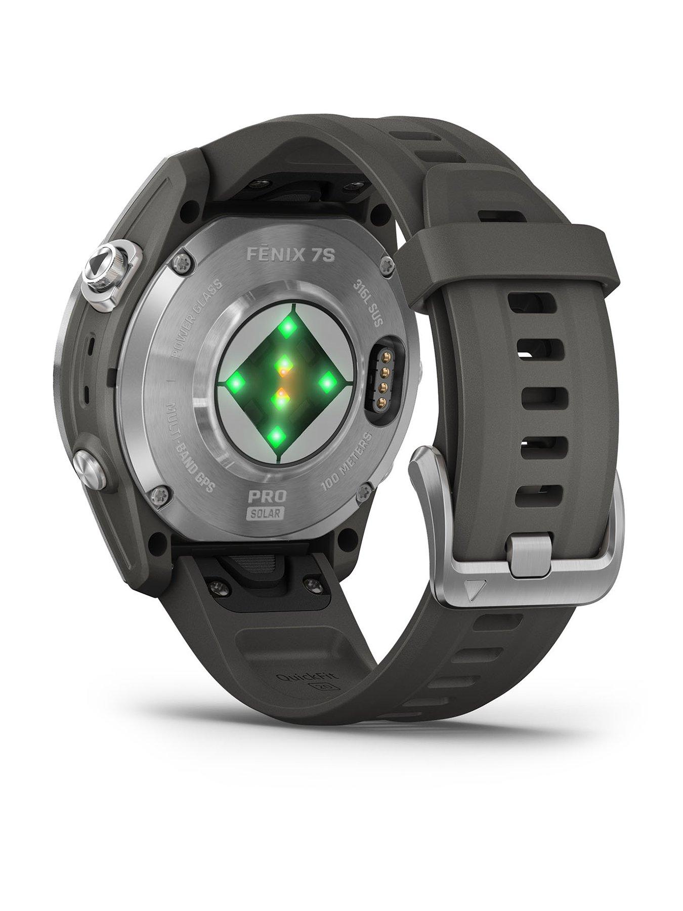 garmin-fenix-7s-pro-solar-stainless-steel-graphite-bandstillFront