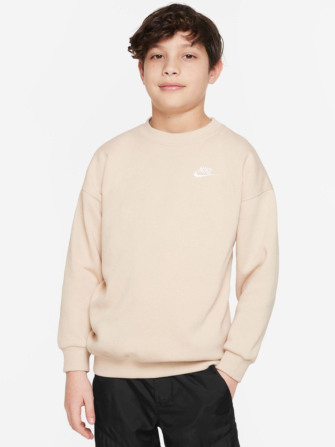 Nike Older Girls Club Oversized Crew Sweat - Beige