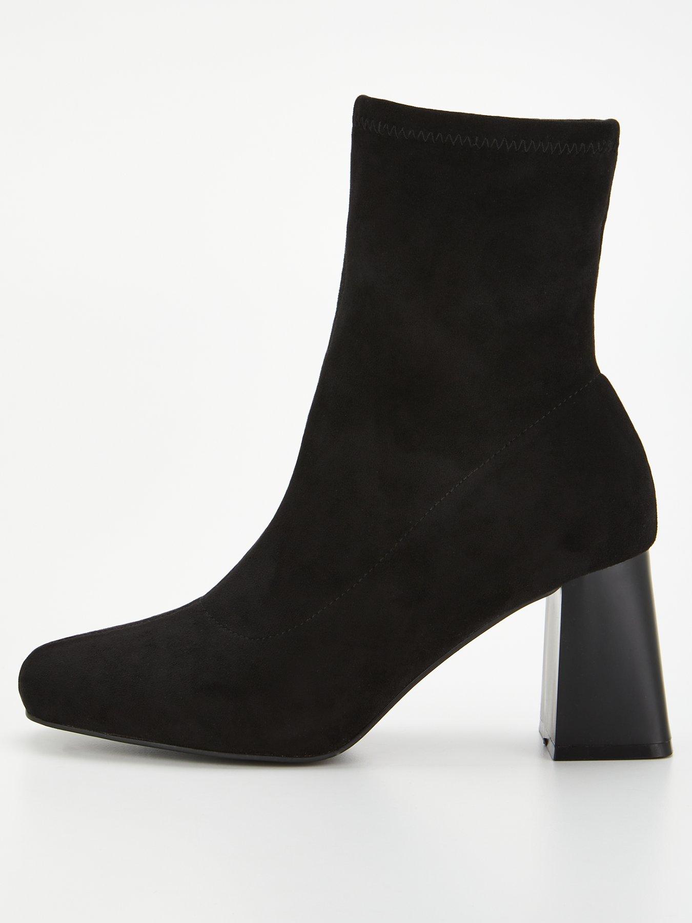 V by Very Block Heel Sock Boot Black Very Ireland