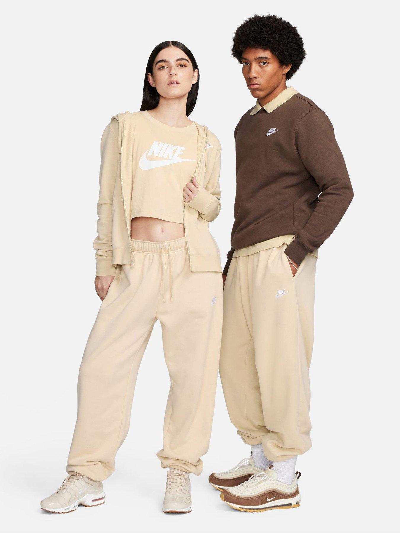 Nike Sportswear Club Fleece Mid-Rise Oversized Sweatpants - Beige