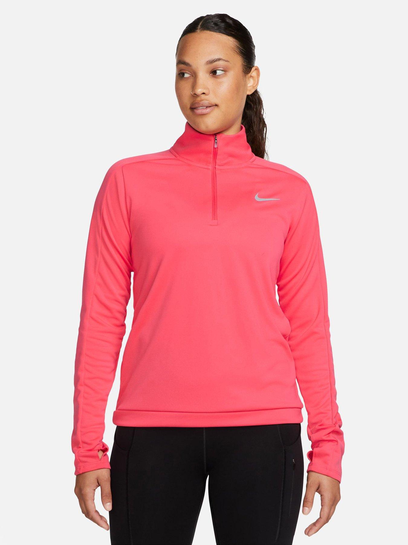 Nike Dri FIT Pacer Women s 1 4 Zip Pullover Top Bright Orange