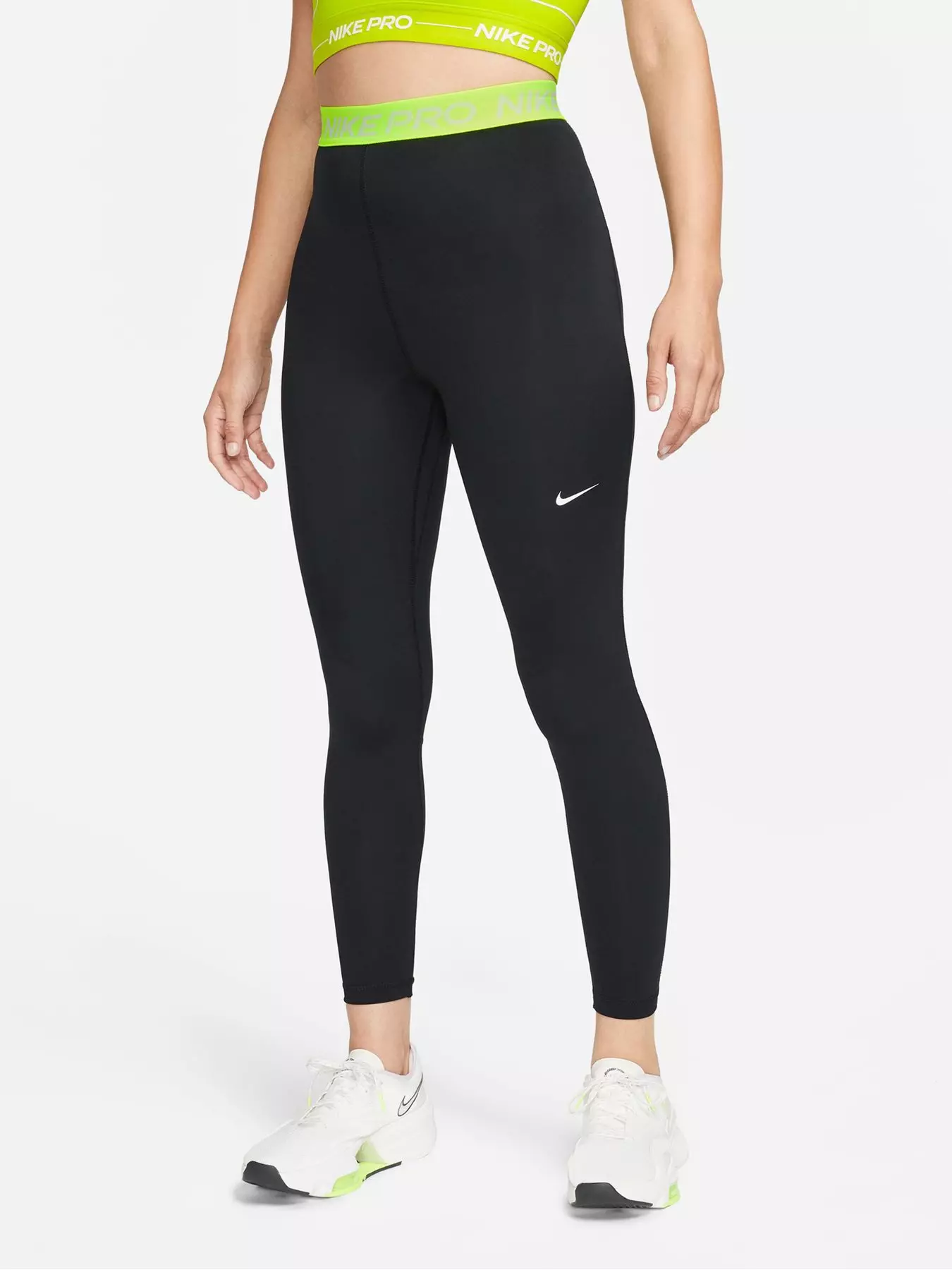 Nike Pro Womens XS Black Silver Shimmer Leggings Full Length