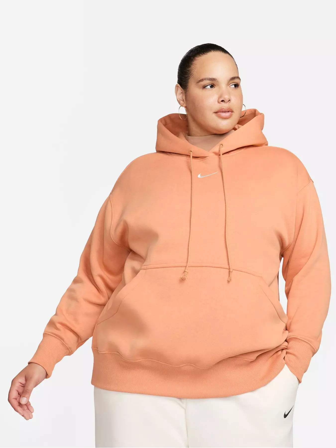 Nike Phoenix Fleece Oversized Pullover Hoodie - Light Beige (Curve