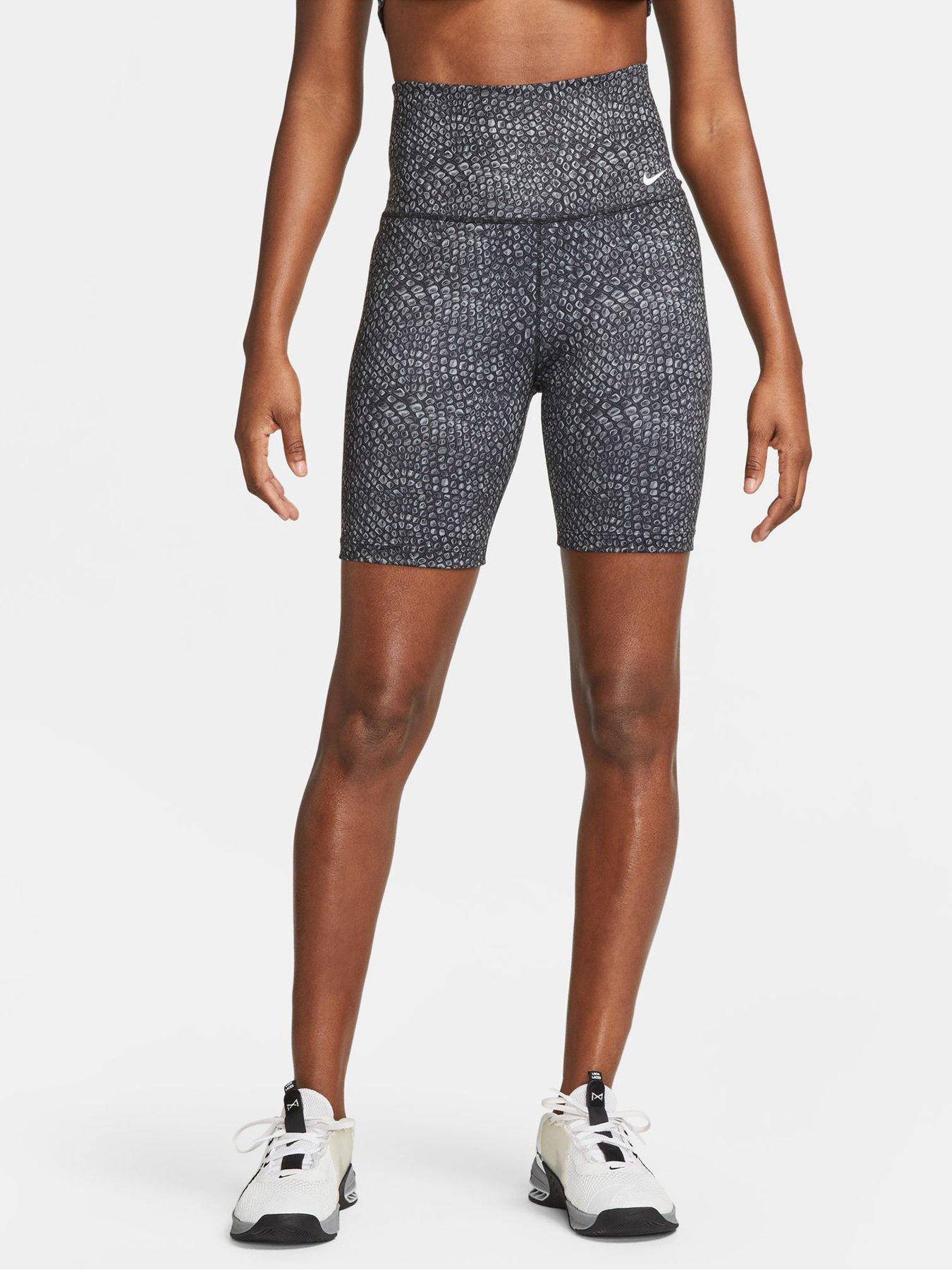 Nike One High-Waisted 7 Printed Biker Shorts - Black/White