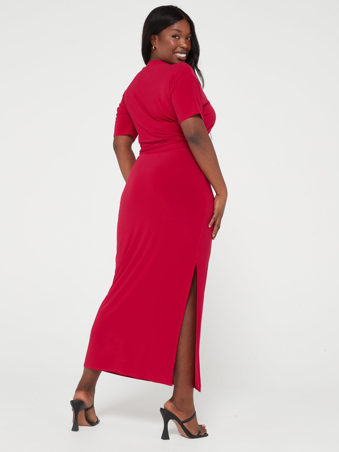 V by Very Curve Maxi T Shirt Dress Red Very Ireland