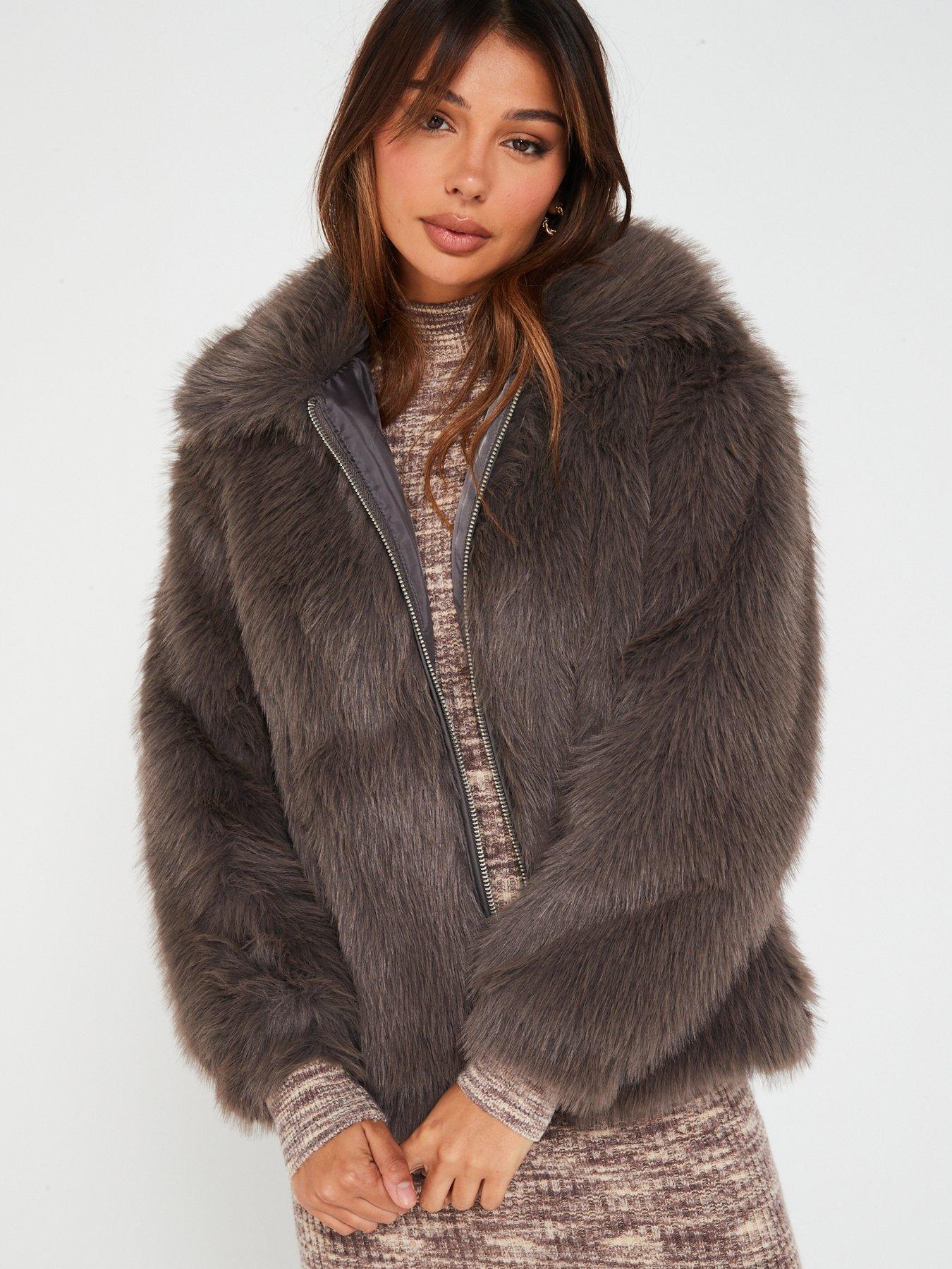 Grey faux 2025 fur jacket ireland