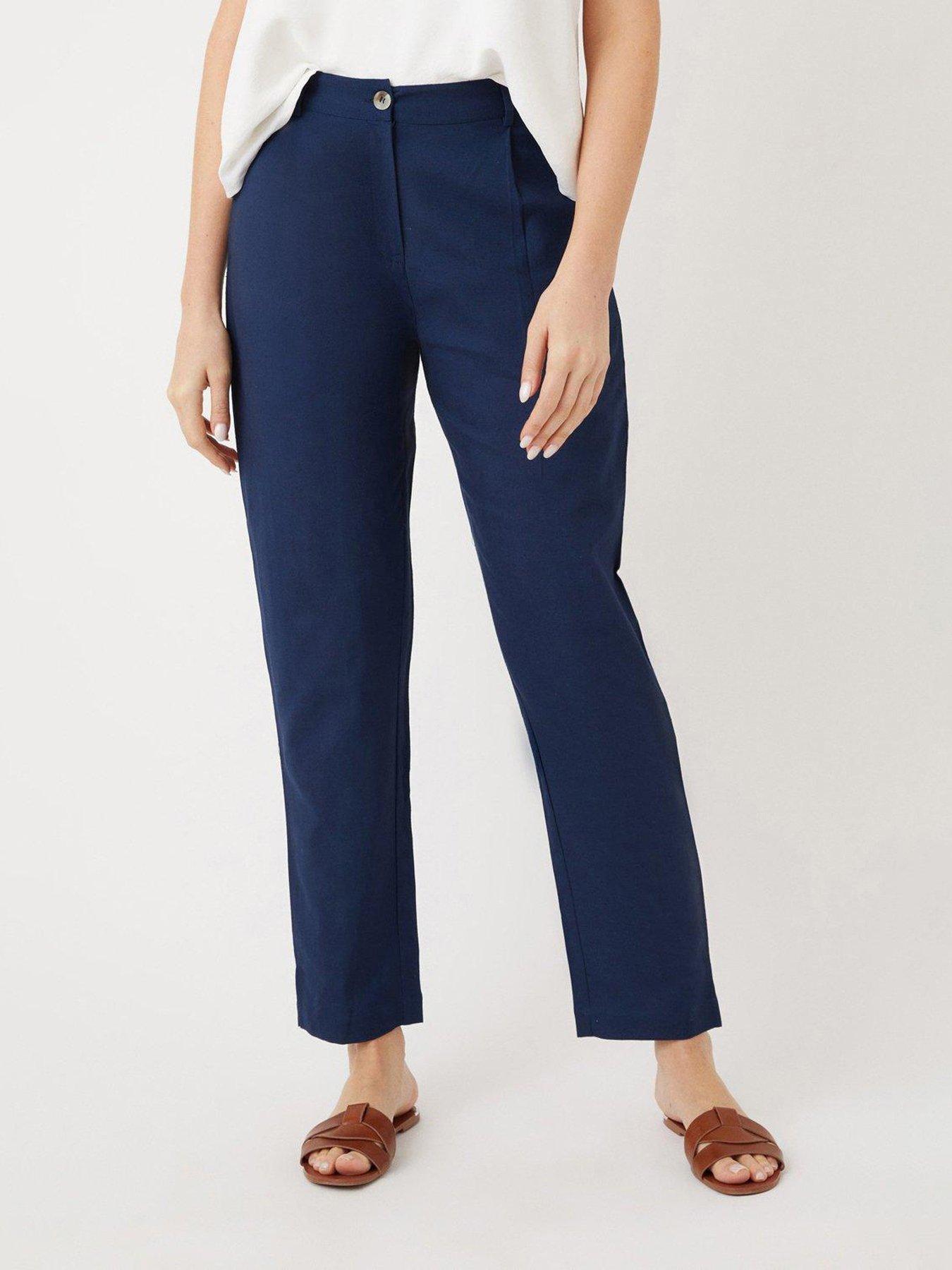 wallis linen look trousers navy