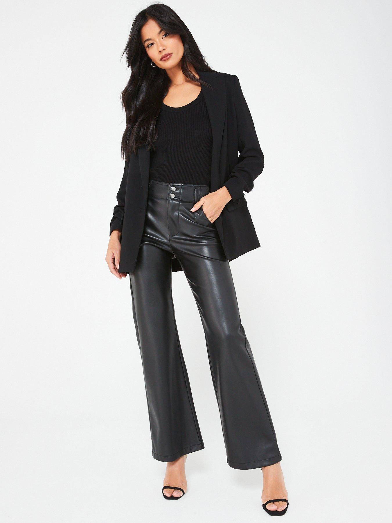 Faux Leather Crop Flare-Leg Legging - Thyme Maternity