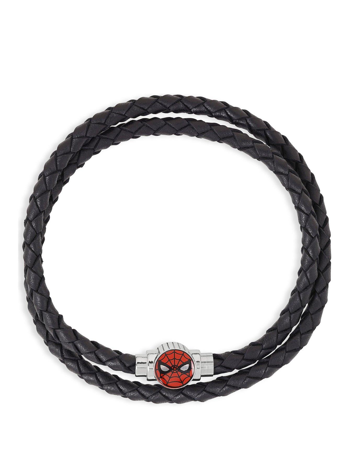 marvel-disneys-marvel-spider-man-stainless-steel-double-wrap-woven-braceletfront