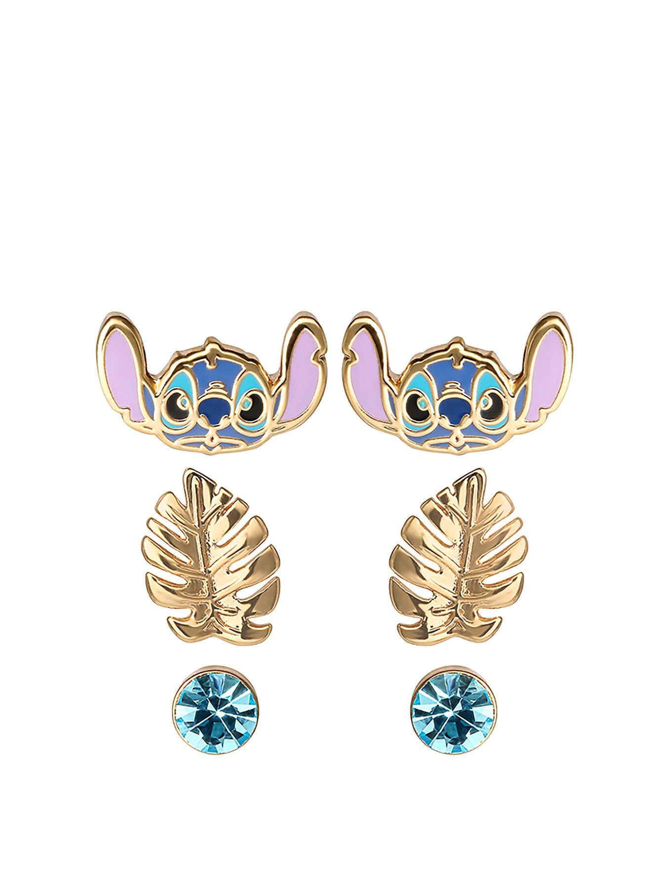 undefined Disney Lilo  &  Stitch Blue and Gold Coloured 3 Piece Earring Set