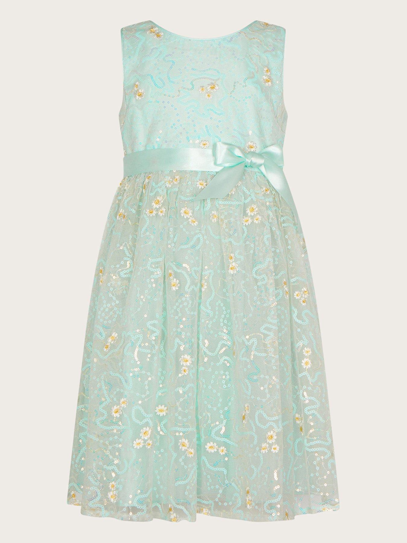 Monsoon Girls Daisy Sequin Embroidered Dress Mint Very Ireland