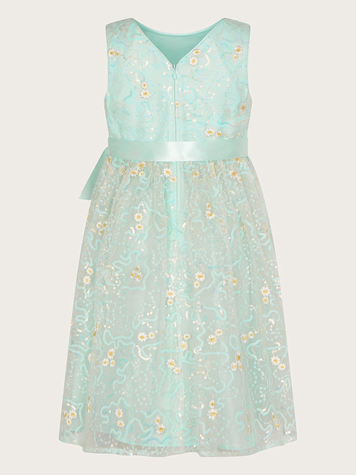 Monsoon Girls Daisy Sequin Embroidered Dress Mint Very Ireland