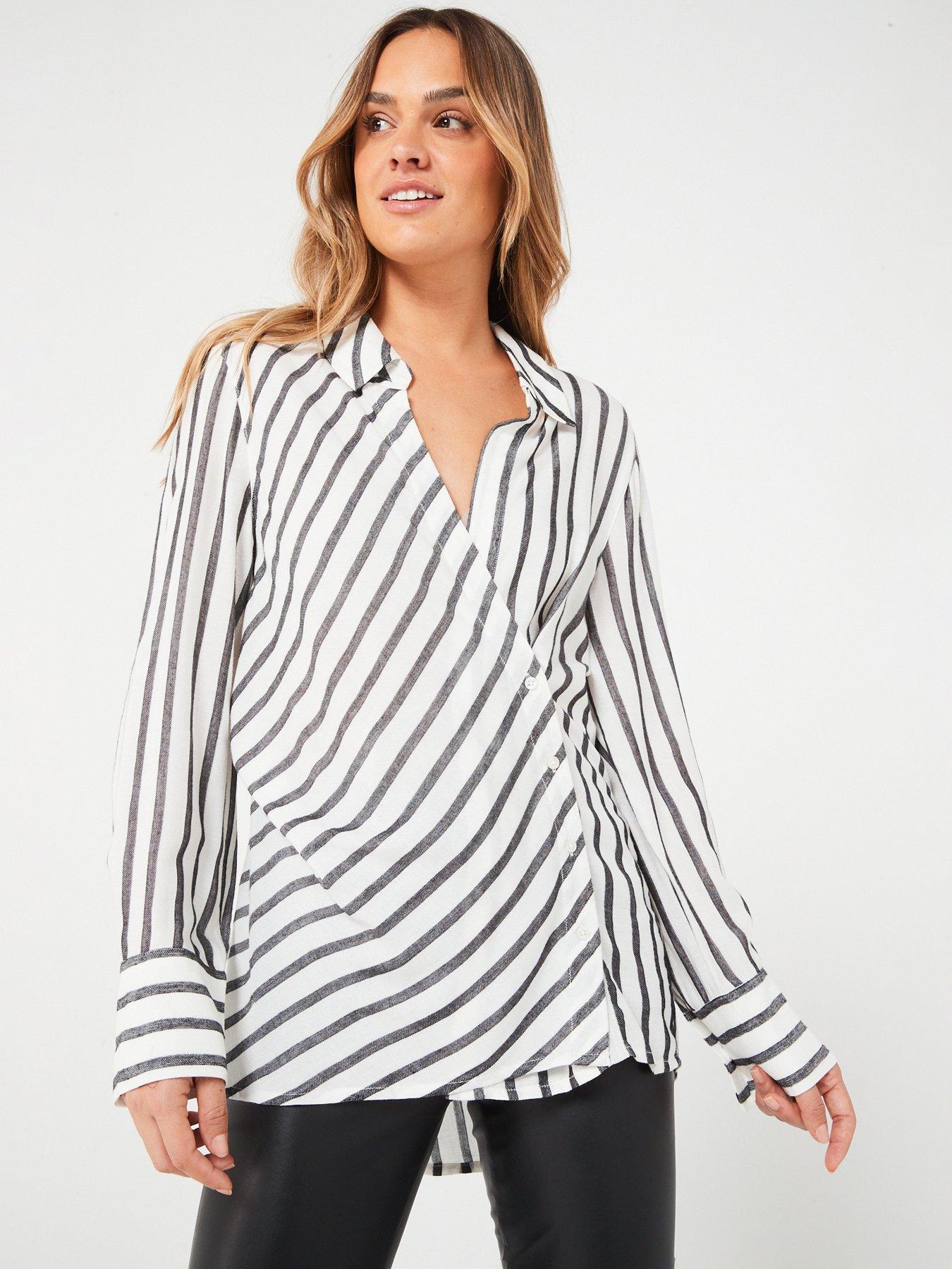 Image of V by Very Asymmetric Stripe Shirt - Print
