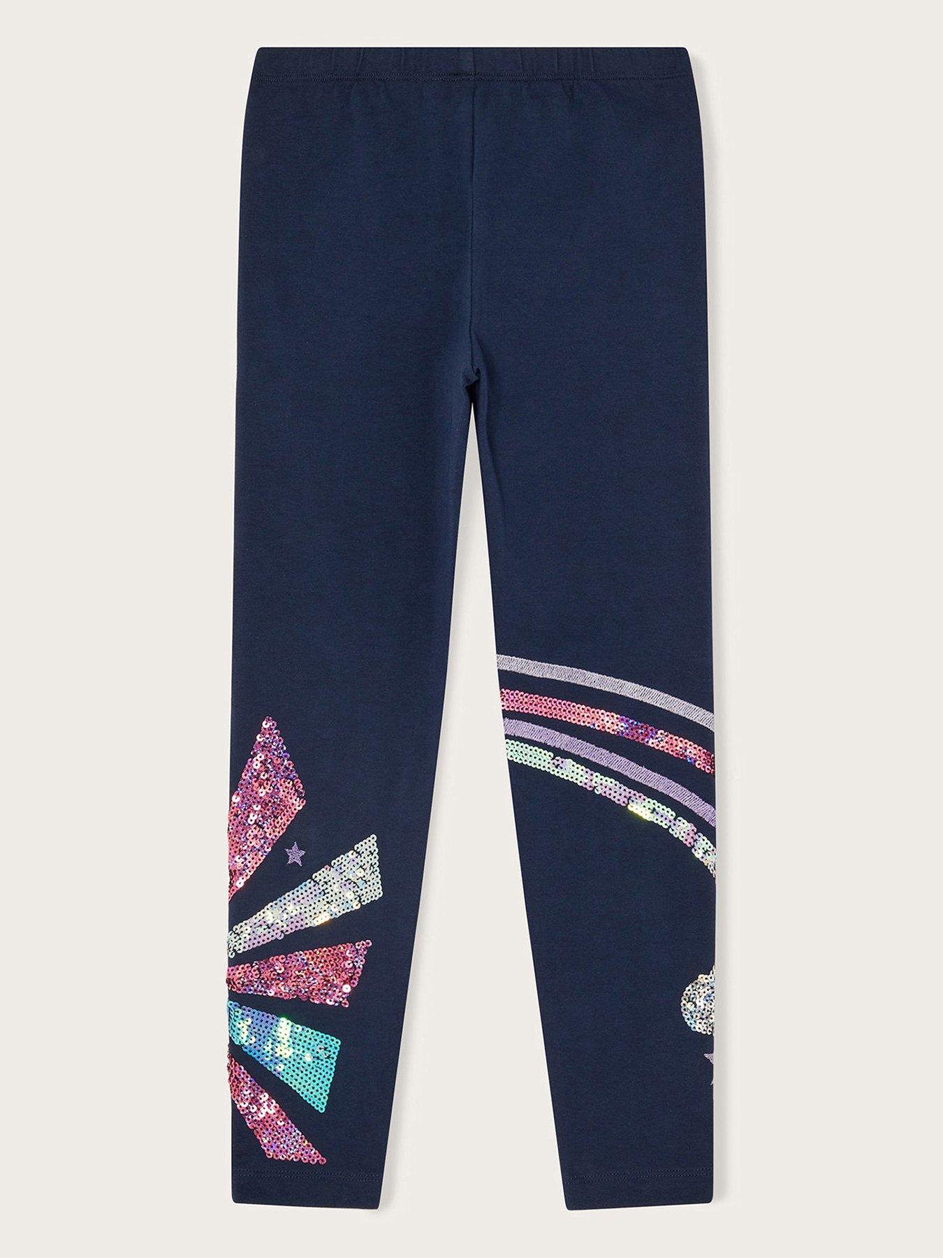 Girls Rainbow Sequin Legging Navy