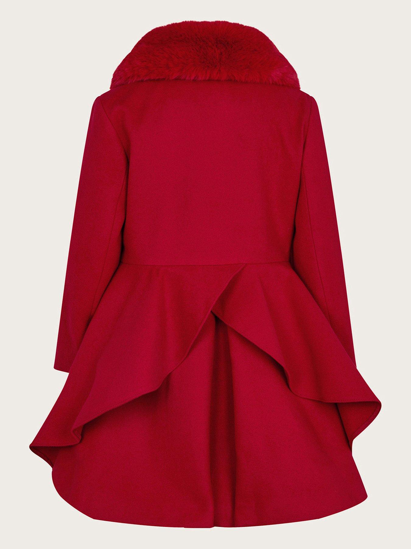 Monsoon Girls S.E.W. Skirted Twirl Smart Coat Red Very Ireland