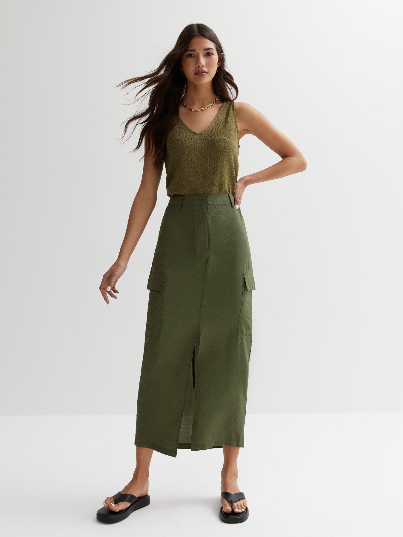 Midi skirt clearance khaki