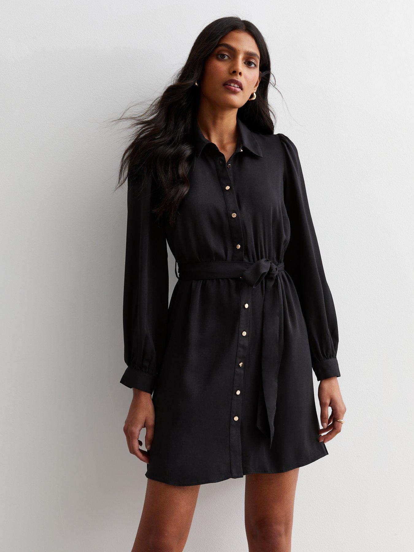 New Look Black Belted Mini Shirt Dress | Very Ireland