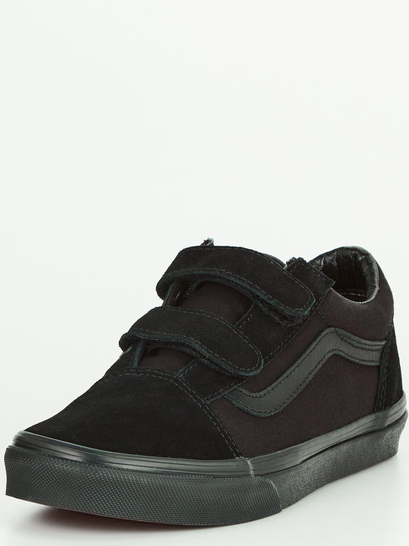 vans-junior-unisex-old-skool-velcro-trainers-blackblackstillFront