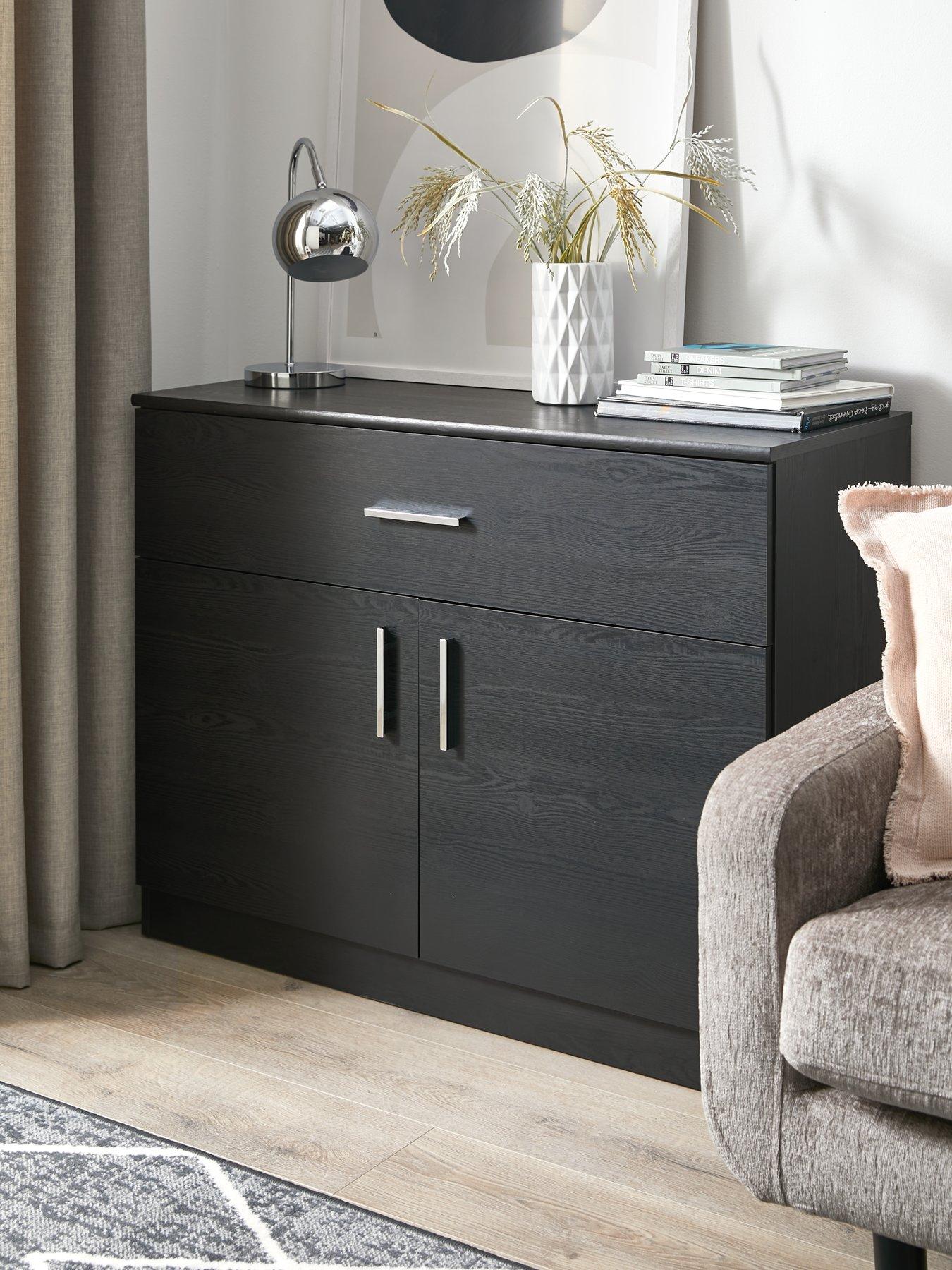 Image 1 of 7 of Everyday Panama 2 Door, 1 Drawer Compact&nbsp;Sideboard - Black&nbsp;- FSC&reg; Certified