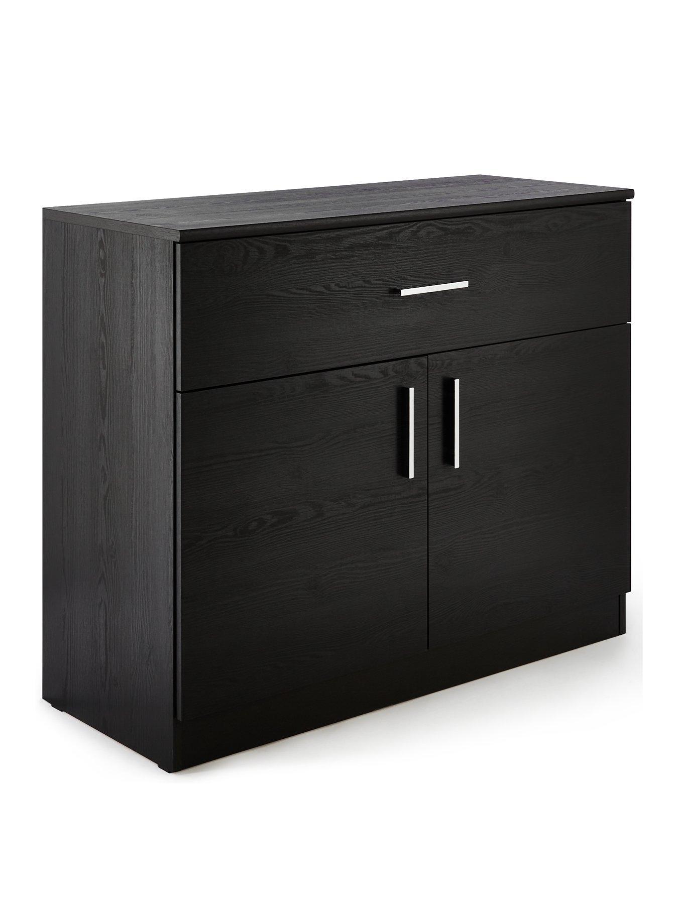 Image 3 of 7 of Everyday Panama 2 Door, 1 Drawer Compact&nbsp;Sideboard - Black&nbsp;- FSC&reg; Certified