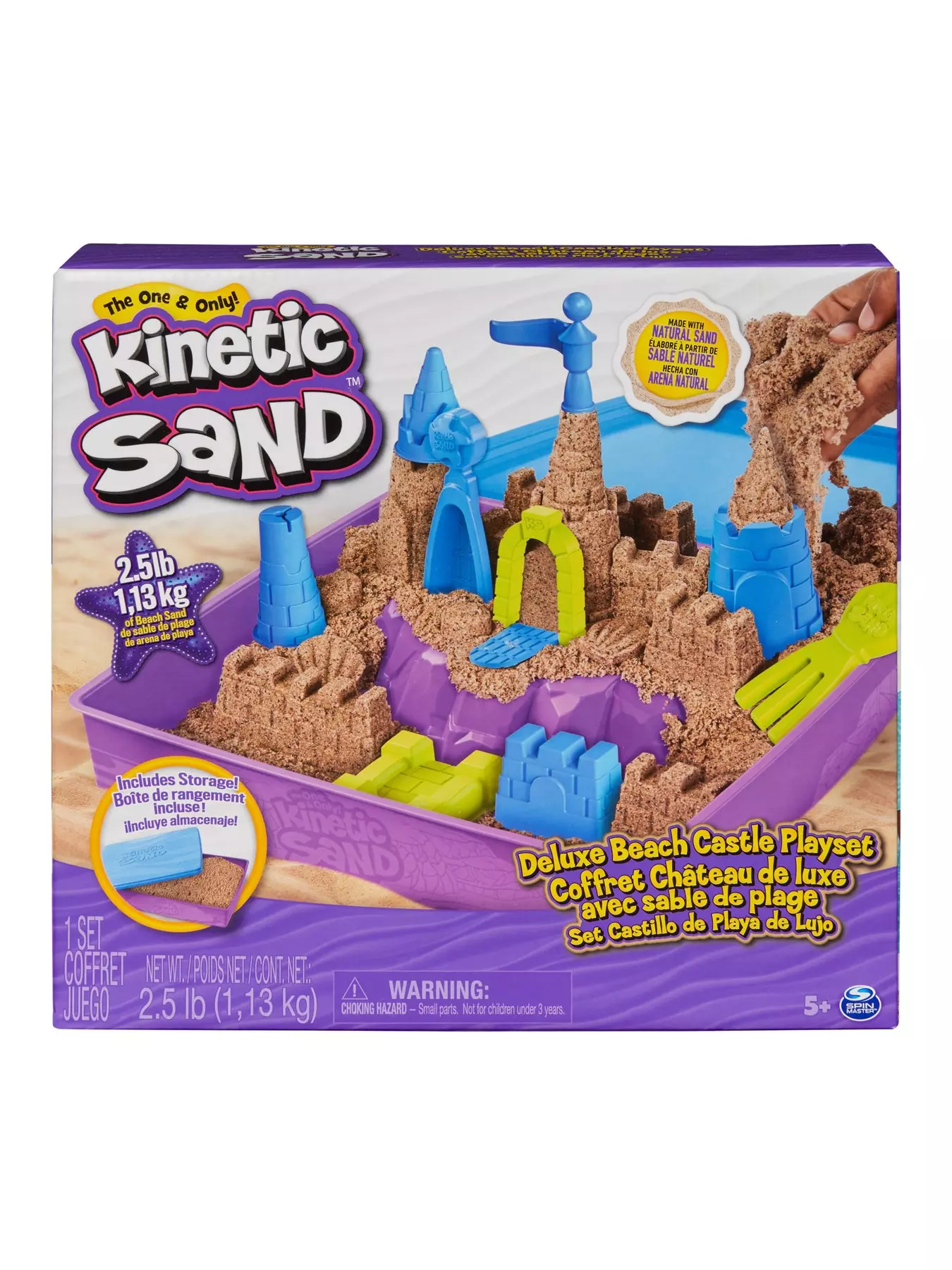 Kinetic sand - sable magique - coffret plage 340g + 9 accessoires