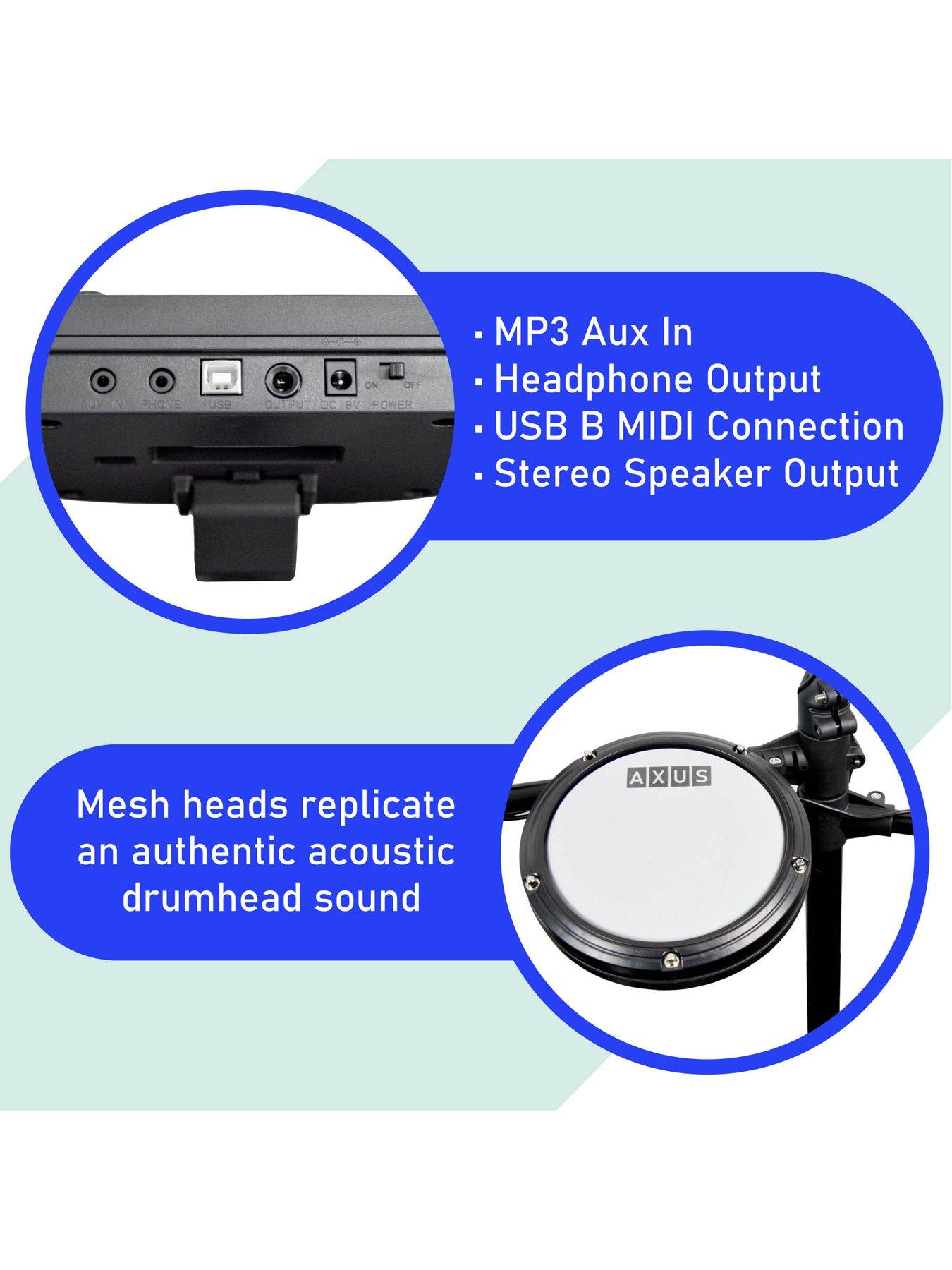 Image 4 of 7 of Axus Axus Electronic Digital Drum Kit Package with Stool, Sticks and Headphones