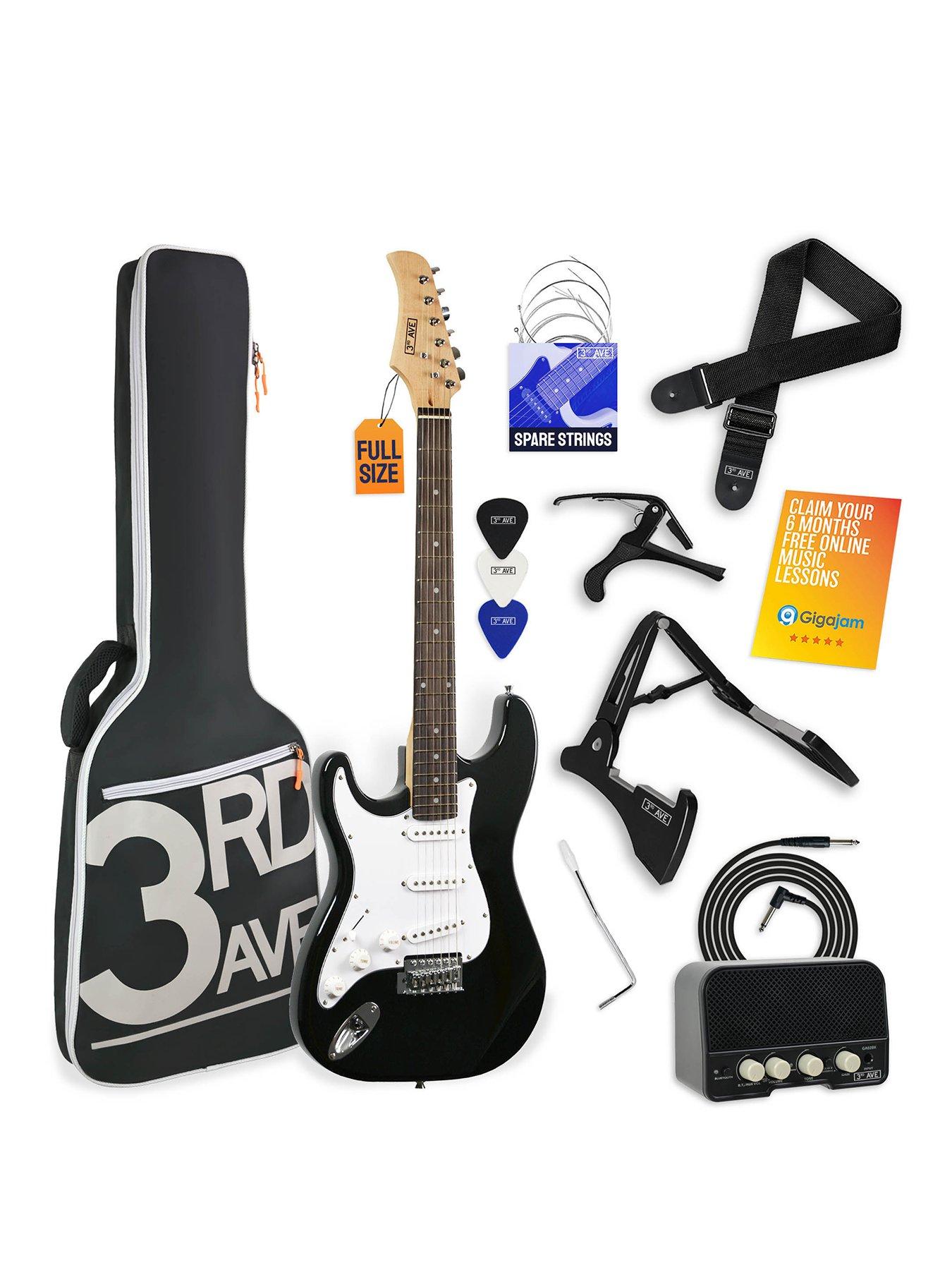 Image 1 of 4 of 3rd Avenue Left-Handed Electric Guitar Full Size with Amp - 6 Months FREE Lessons - Black