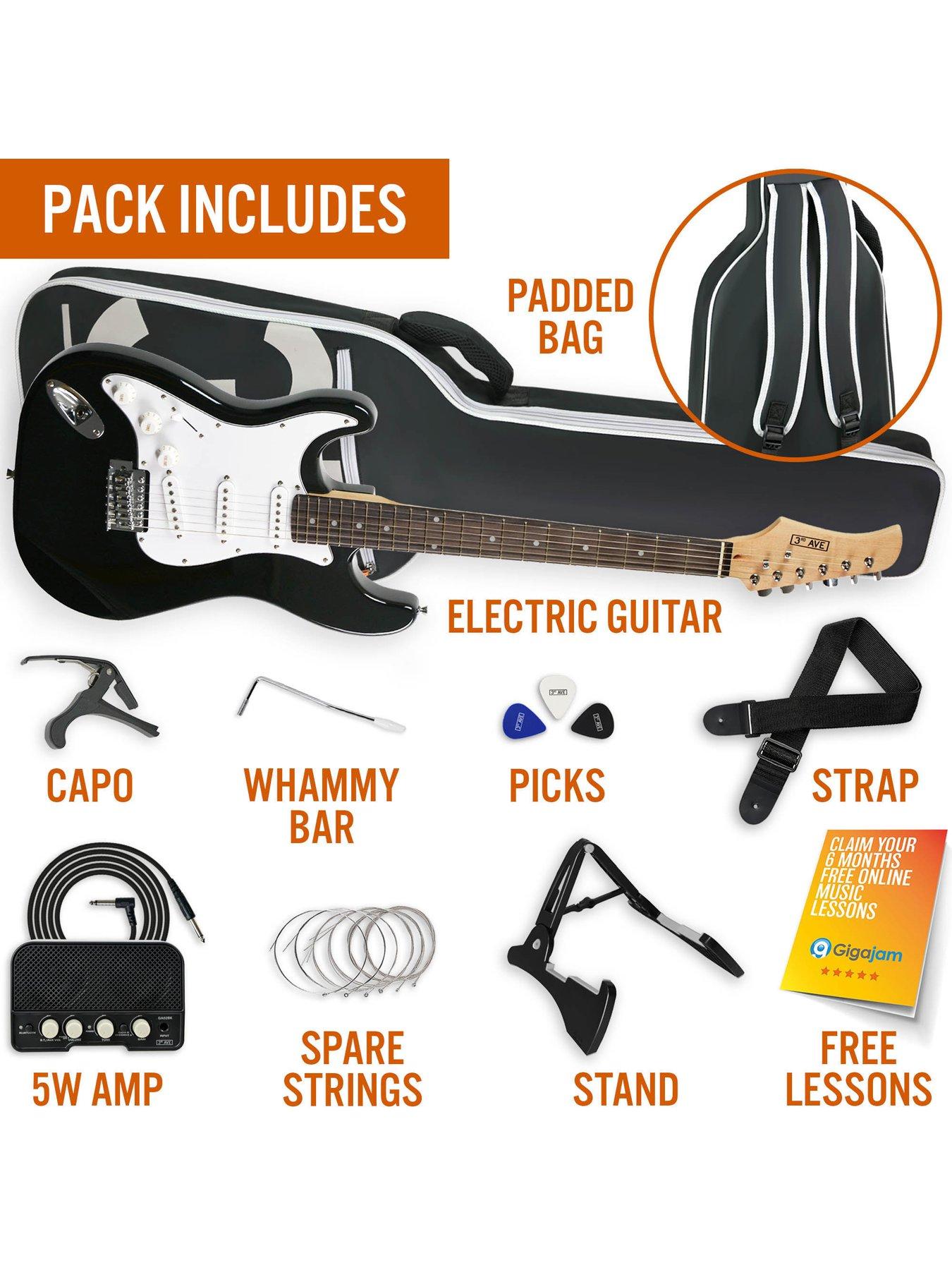 Image 3 of 4 of 3rd Avenue Left-Handed Electric Guitar Full Size with Amp - 6 Months FREE Lessons - Black