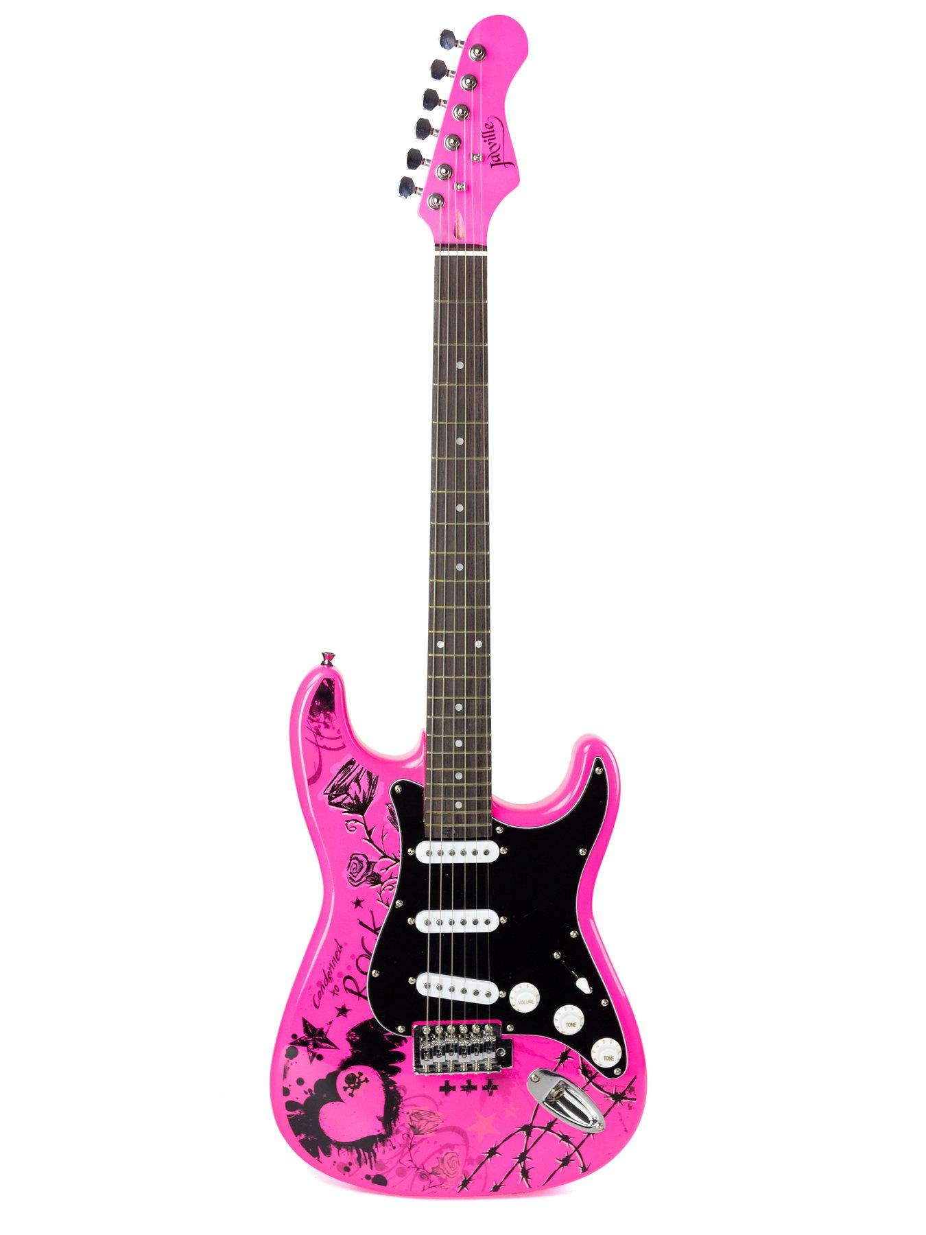 Image 2 of 7 of Jaxville Pink Punk Electric Guitar Kit with Amp