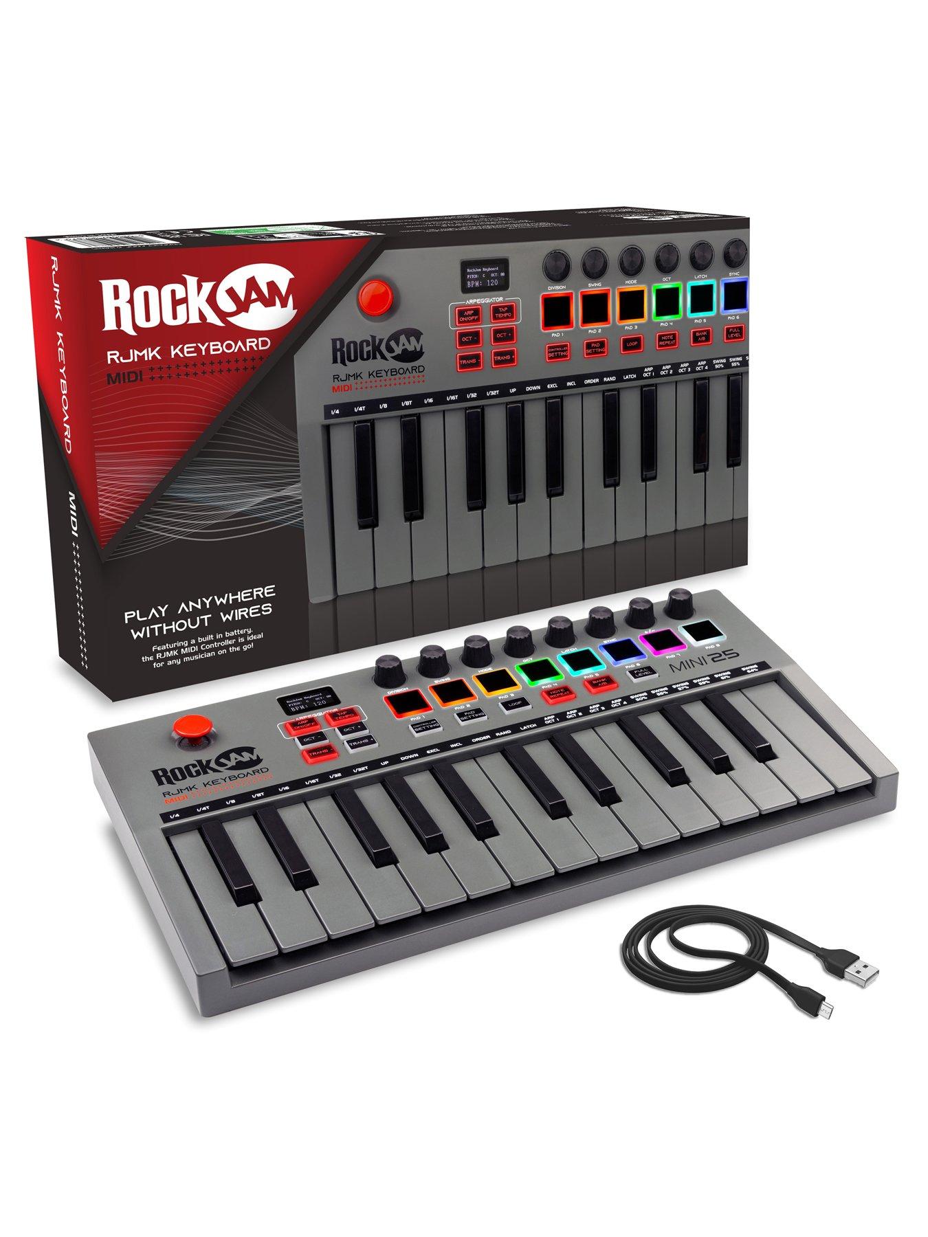 rockjam-25-key-usb-and-bluetooth-midi-keyboard-controller-with-8-backlit-drum-padsstillFront