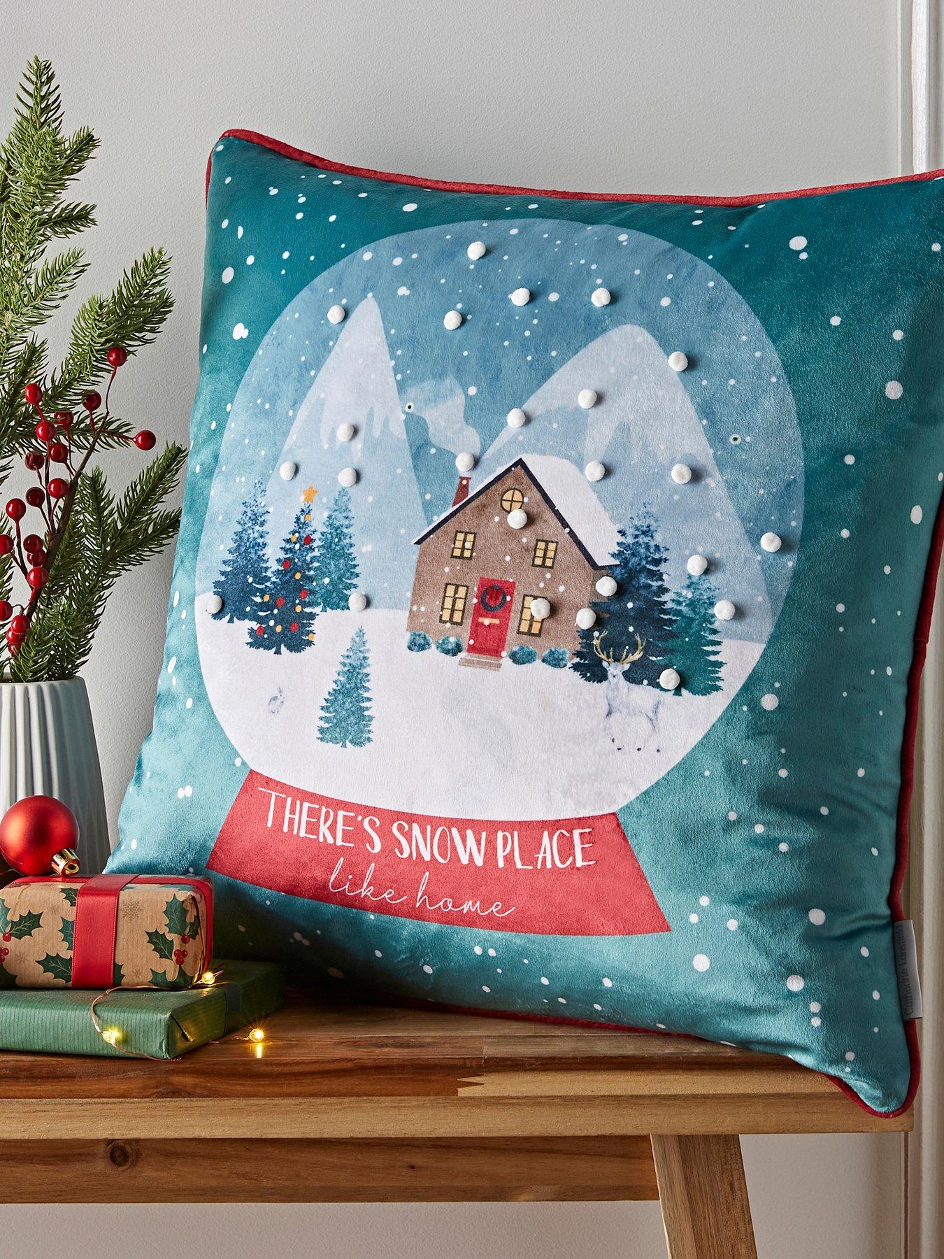 Catherine Lansfield Snow Place Like Home Filled Christmas Cushion 45X45Cm