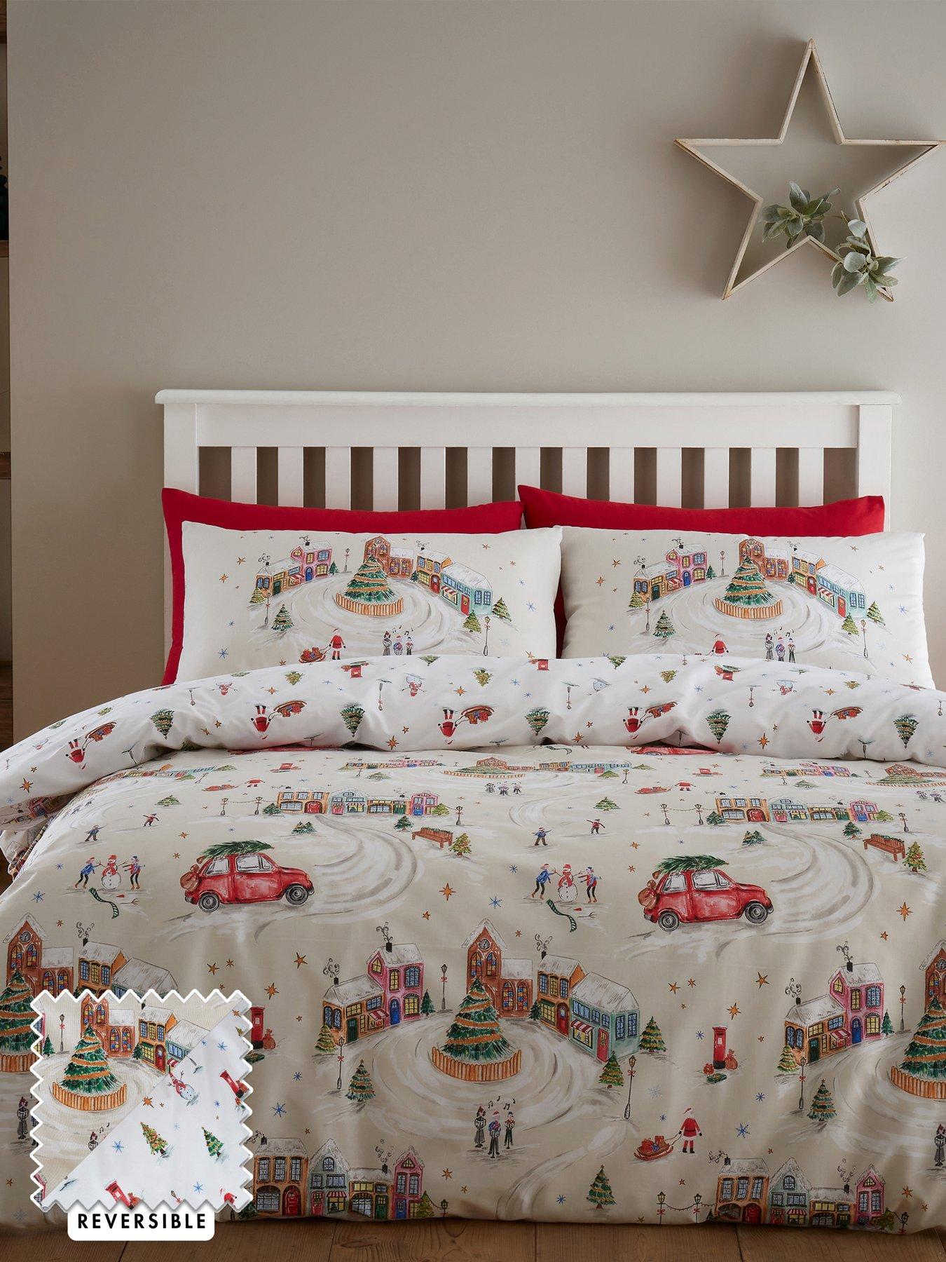 Catherine Lansfield Christmas Town Duvet Cover Set - Natural