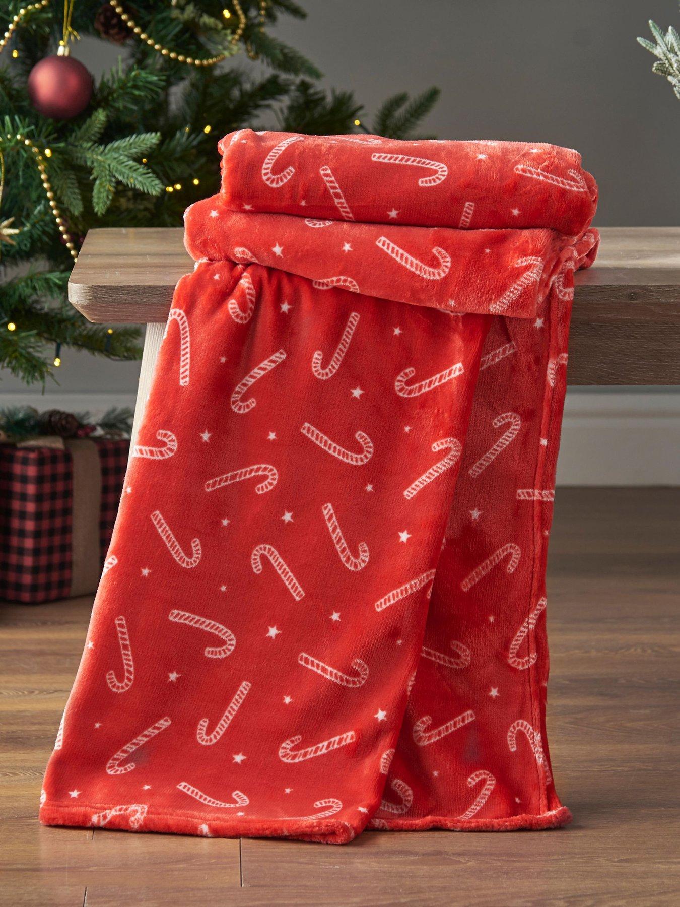 Catherine Lansfield Christmas Candy Cane Throw