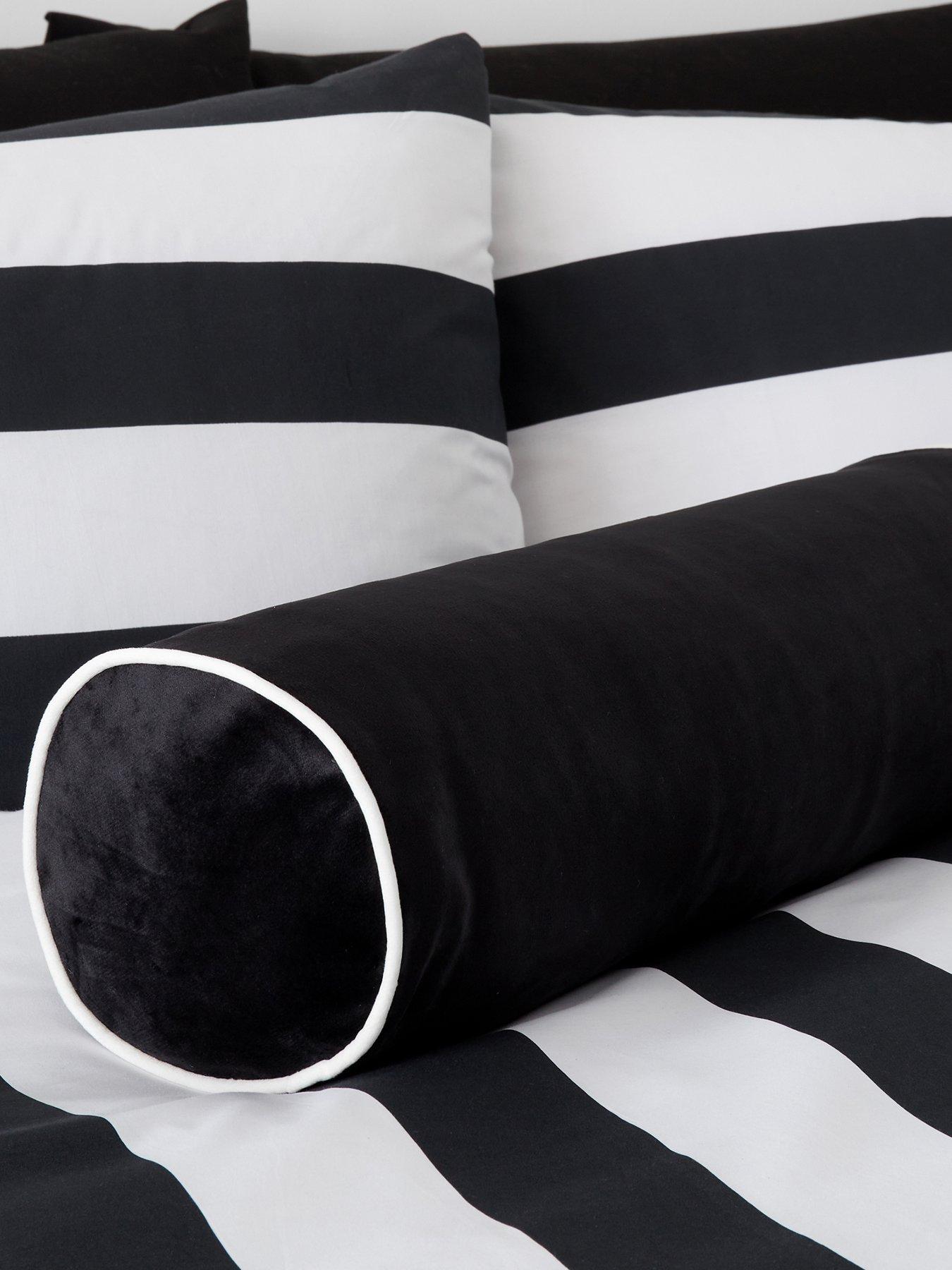 style-sisters-velvet-bolster-cushion-blackwhite