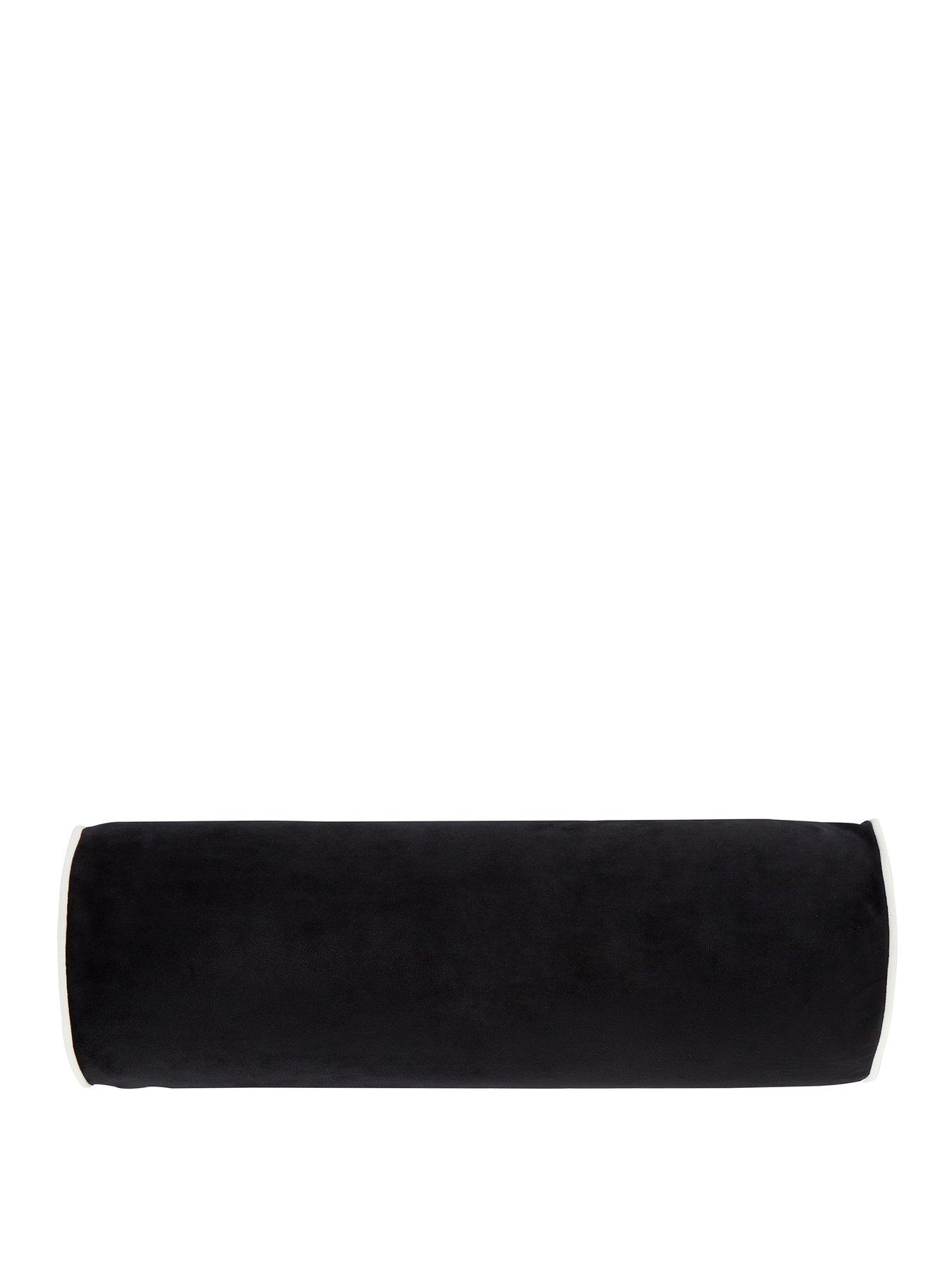 style-sisters-velvet-bolster-cushion-blackwhitestillFront