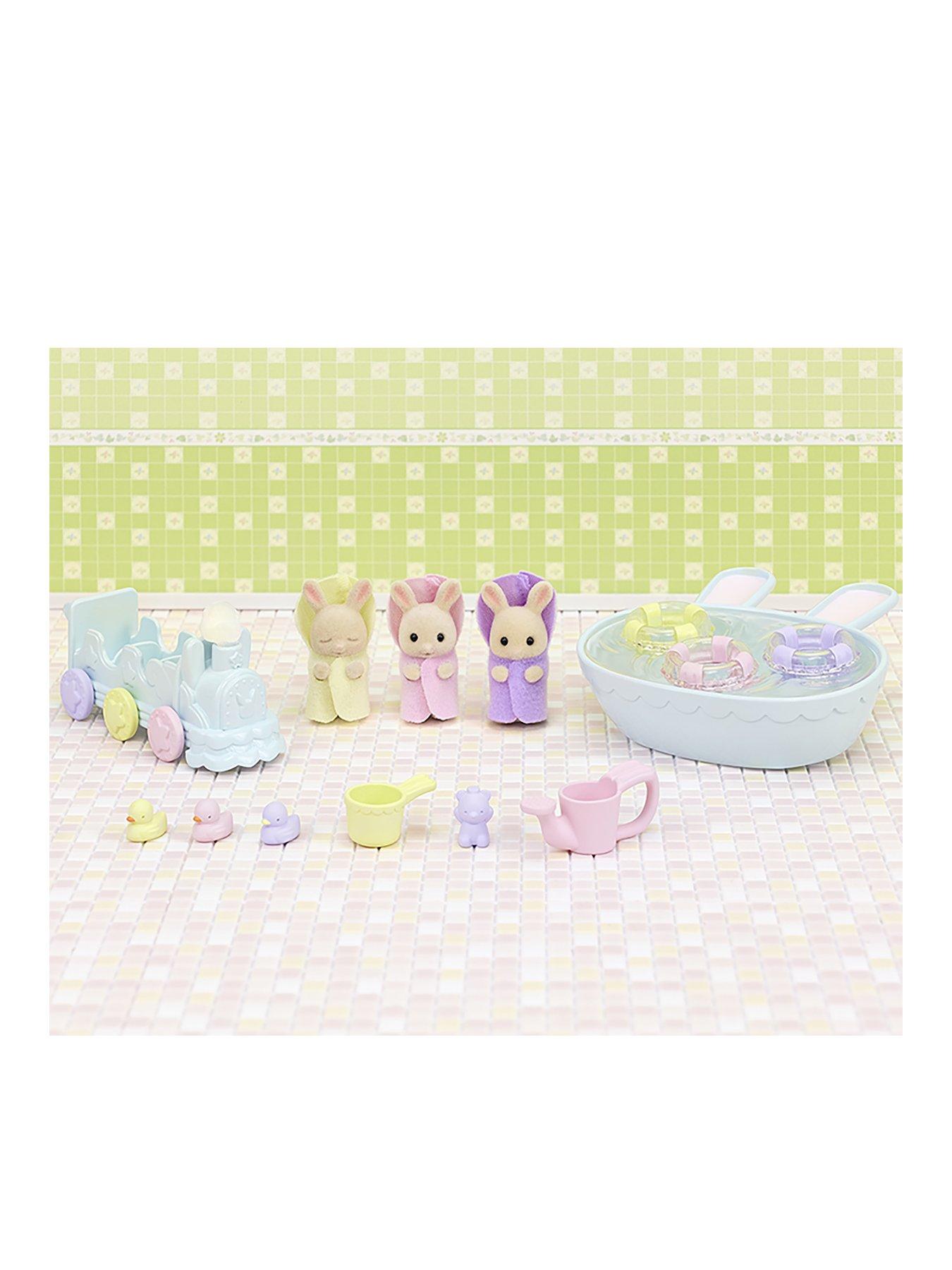 Image 1 of 4 of Sylvanian Families Triplets Baby Bathtime Set - Featuring the Tiny Milk Rabbit Triplets