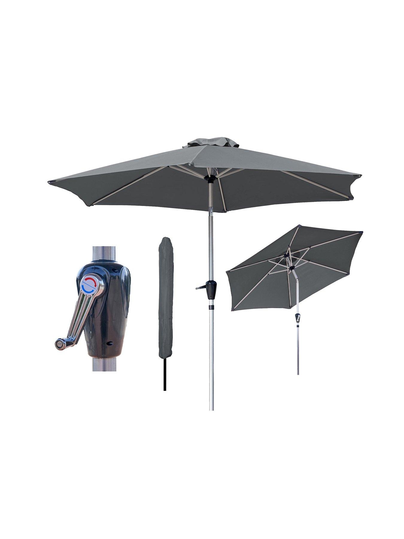 Image 5 of 6 of Glamhaus GlamHaus Tilting Dark Grey Garden Table Parasol Umbrella 2.7M with Crank Handle, UV40+ Protection, Includes Protection Cover - Robust Aluminium