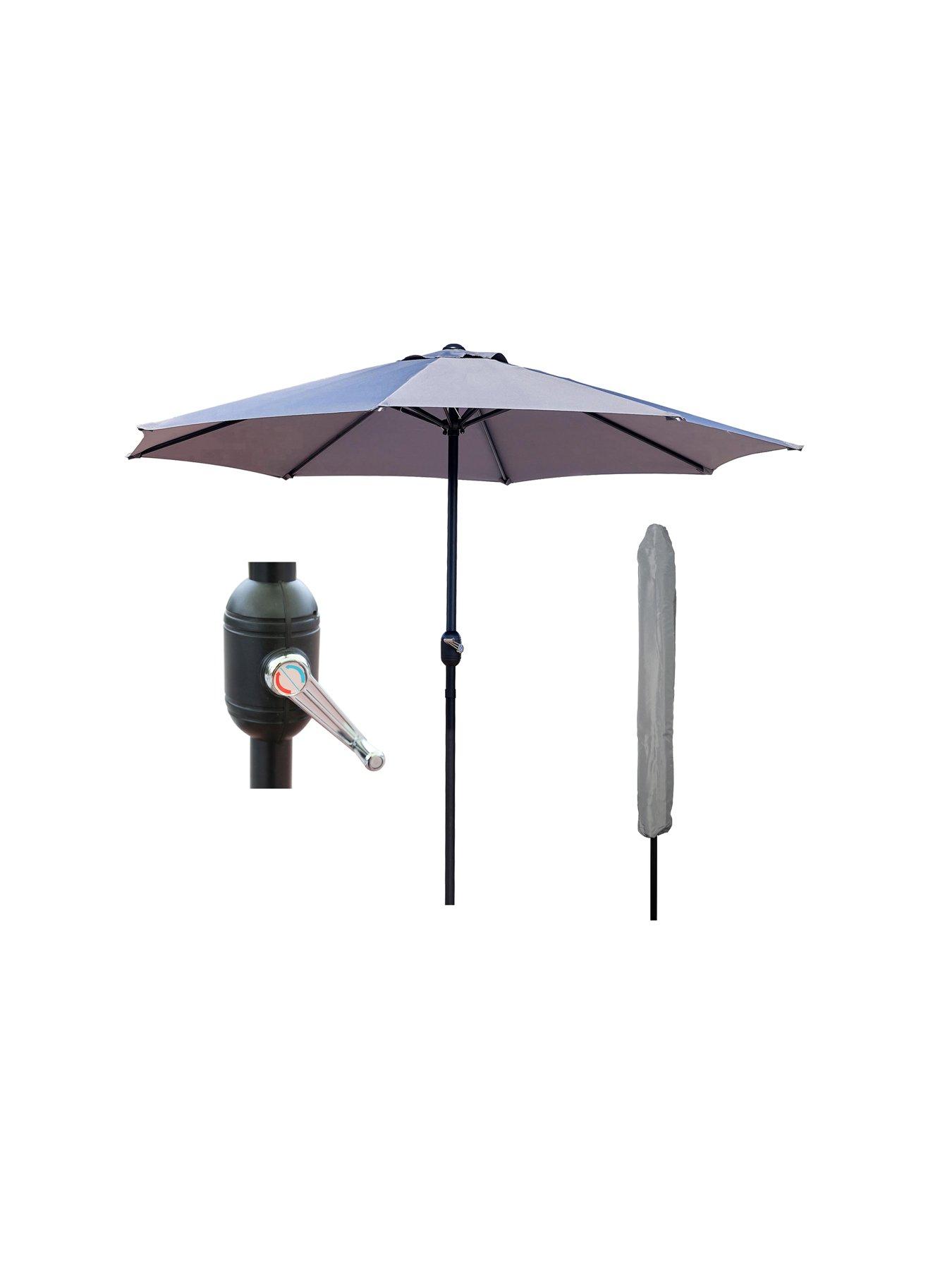 glamhaus-glamhaus-light-grey-garden-table-parasol-umbrella-27m-with-crank-handle-uv40-protection-includes-protection-cover-robust-steelfront