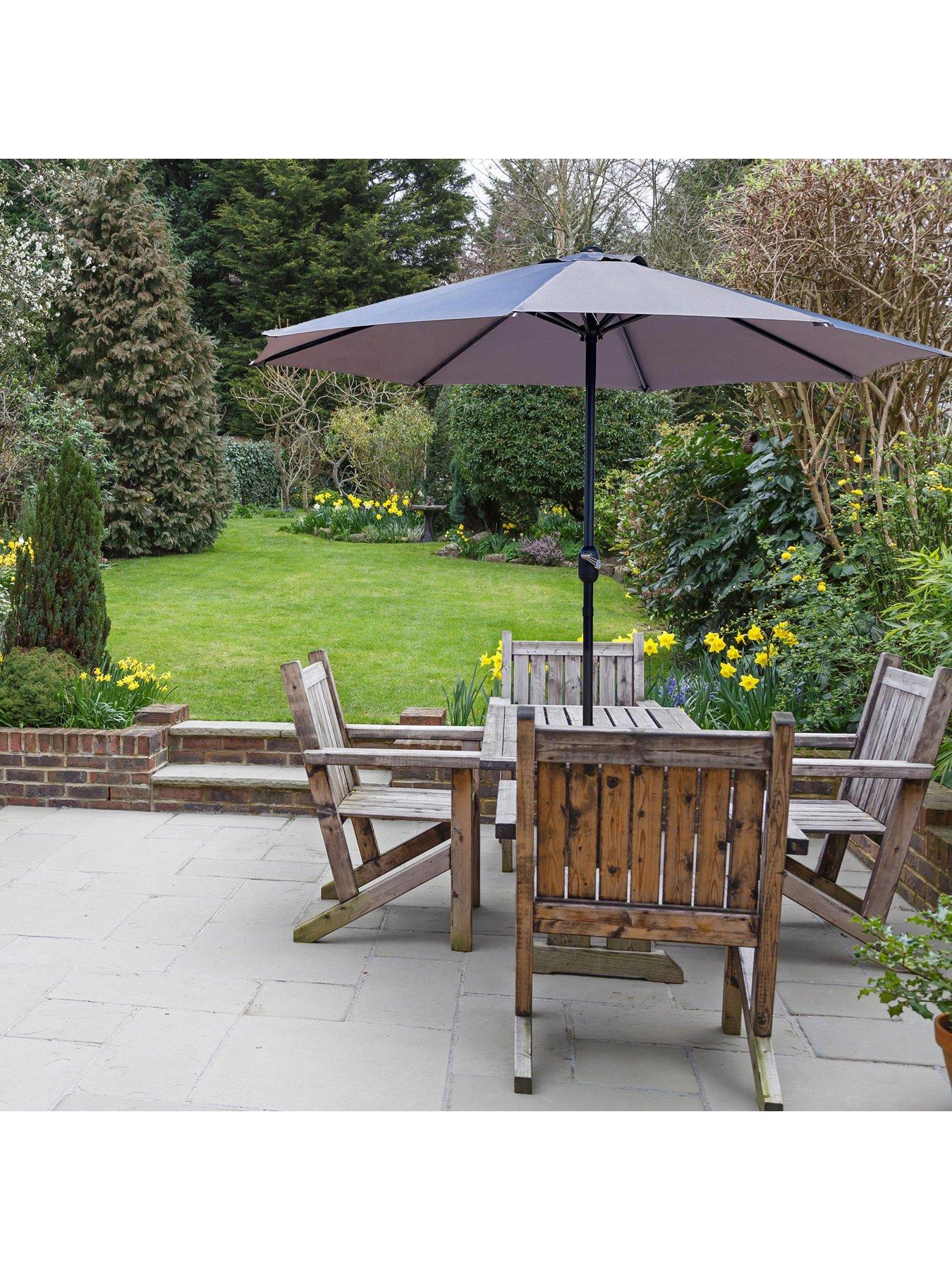 Image 5 of 6 of Glamhaus GlamHaus Light Grey Garden Table Parasol Umbrella 2.7M with Crank Handle, UV40 Protection, Includes Protection Cover - Robust Steel