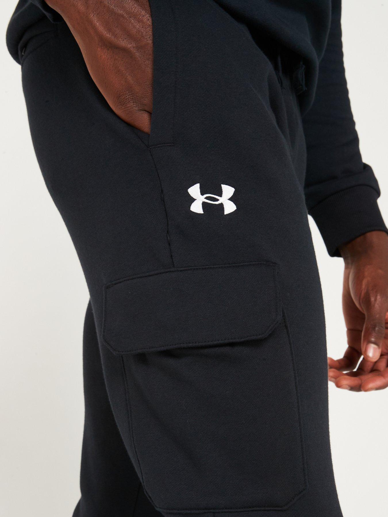 under-armour-mens-training-rival-fleece-cargo-joggers-blackwhiteoutfit